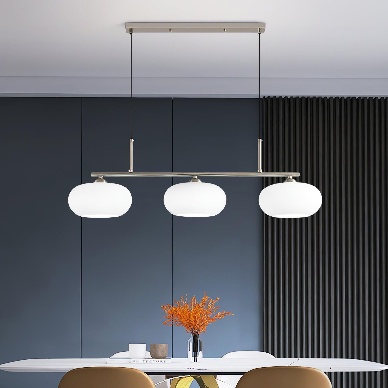Lustra Suspension Lampe Linéaire à 3 Lumières en Forme de Globe