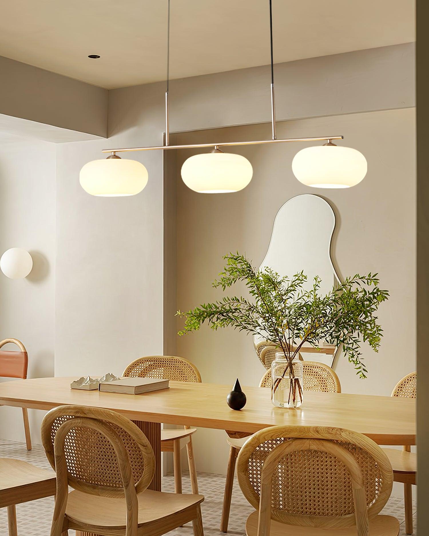 Lustra Suspension Lampe Linéaire à 3 Lumières en Forme de Globe