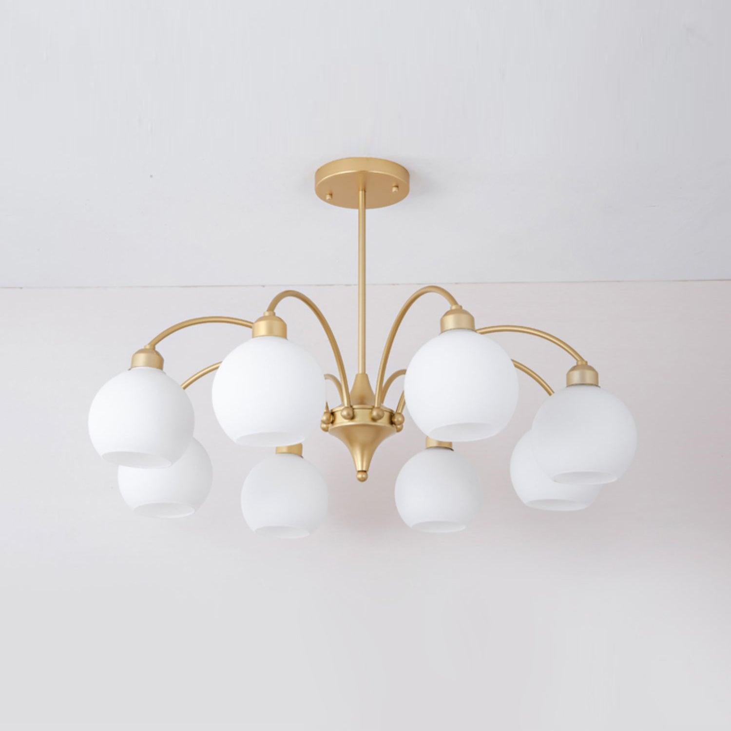 Lustra Lustre Sculptural Verre Doré Moderne 8-Lumières