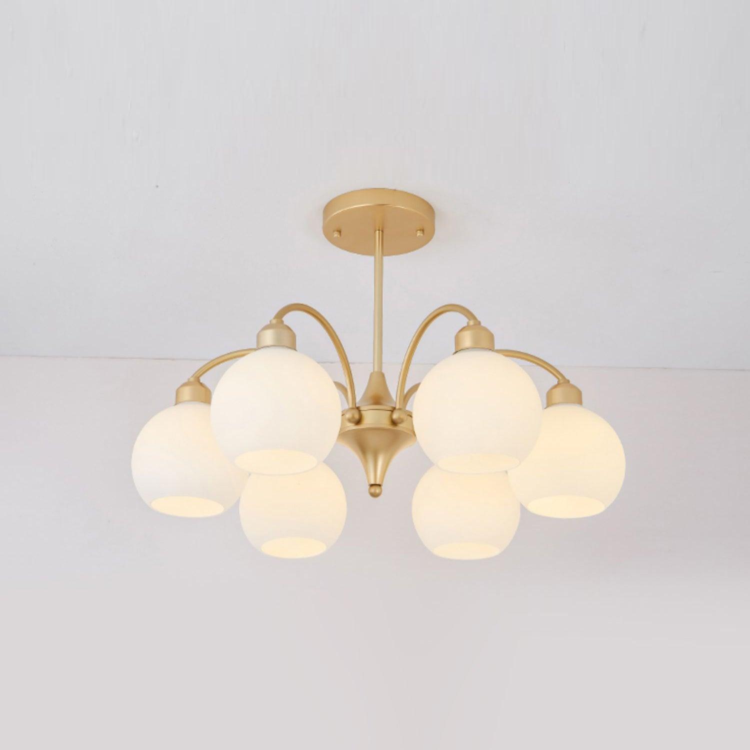Lustra Lustre Sculptural Verre Doré Moderne 8-Lumières