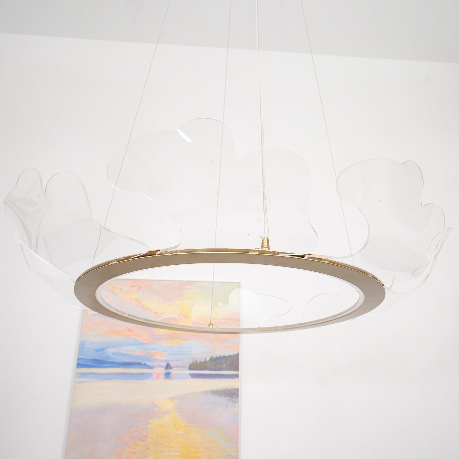 Lustra Suspension en Acrylique Givré Anneau Floral