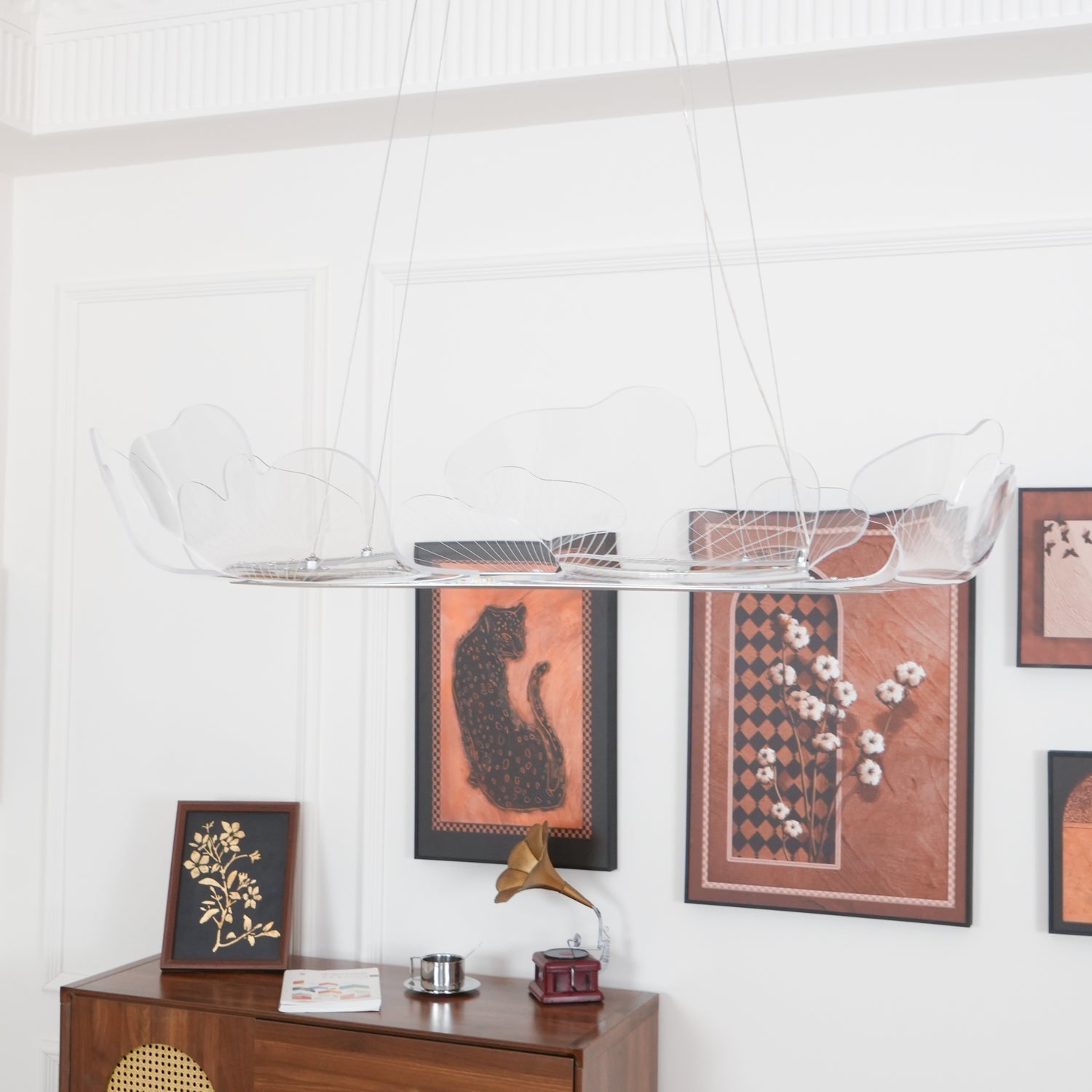 Lustra Suspension en Acrylique Givré Anneau Floral