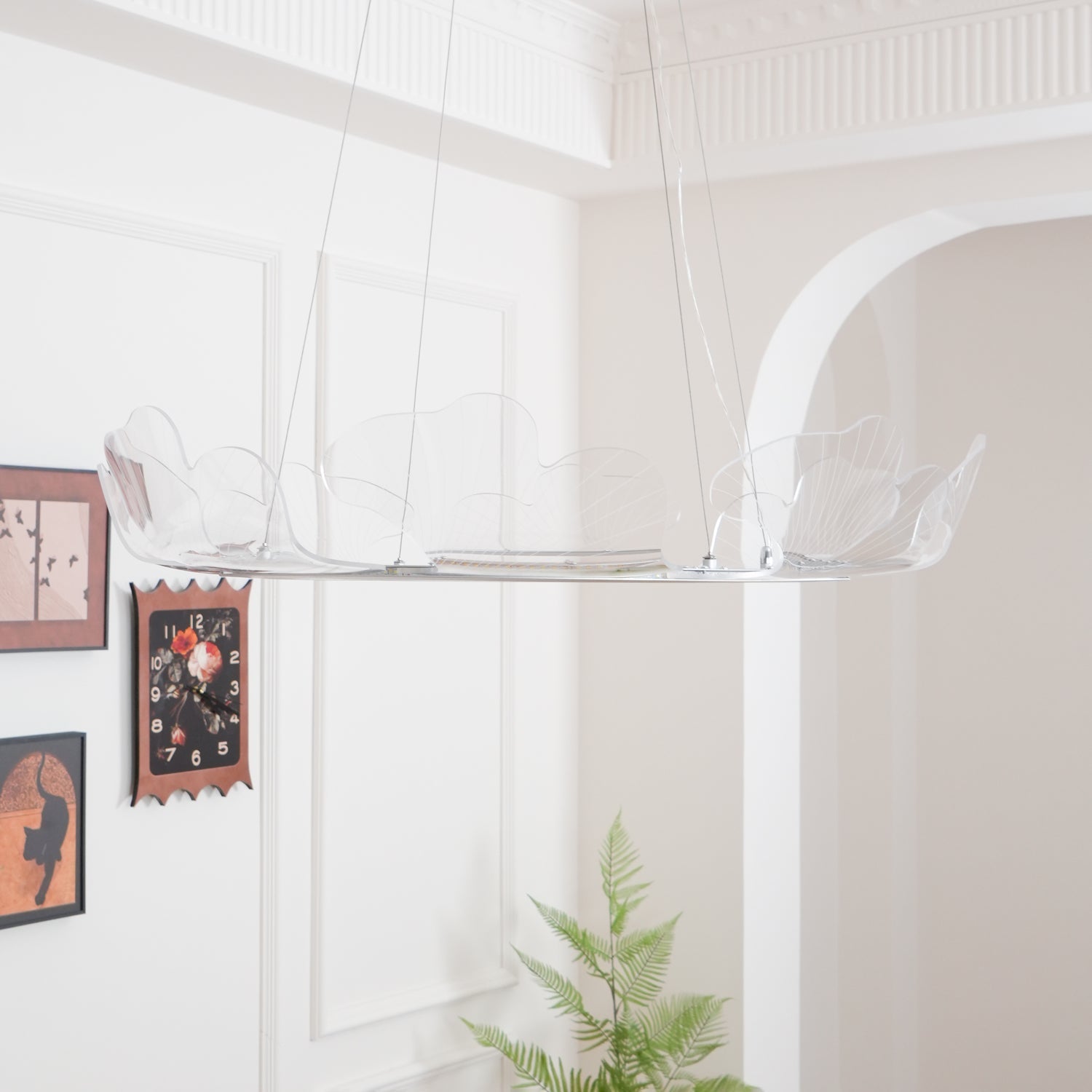 Lustra Suspension en Acrylique Givré Anneau Floral