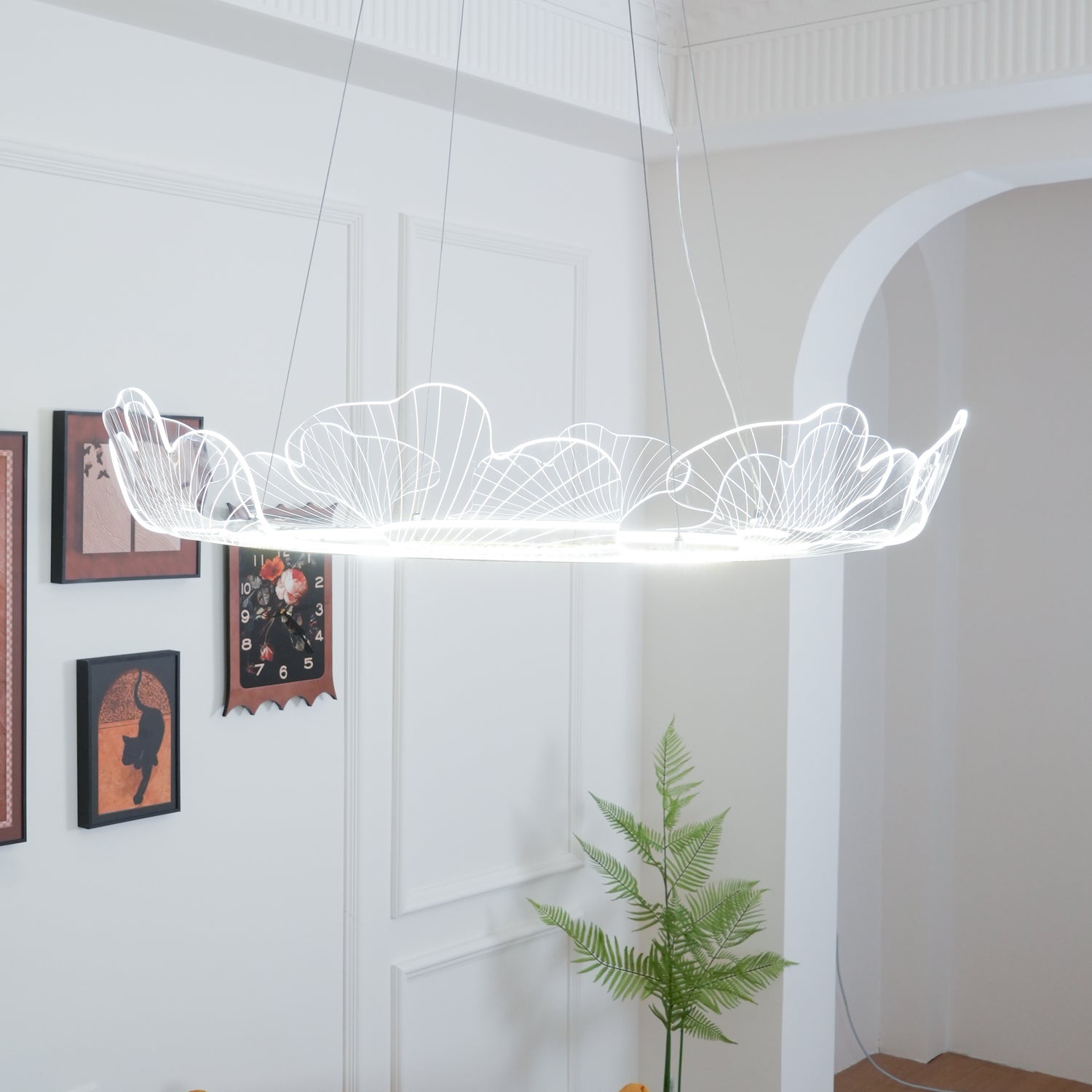 Lustra Suspension en Acrylique Givré Anneau Floral