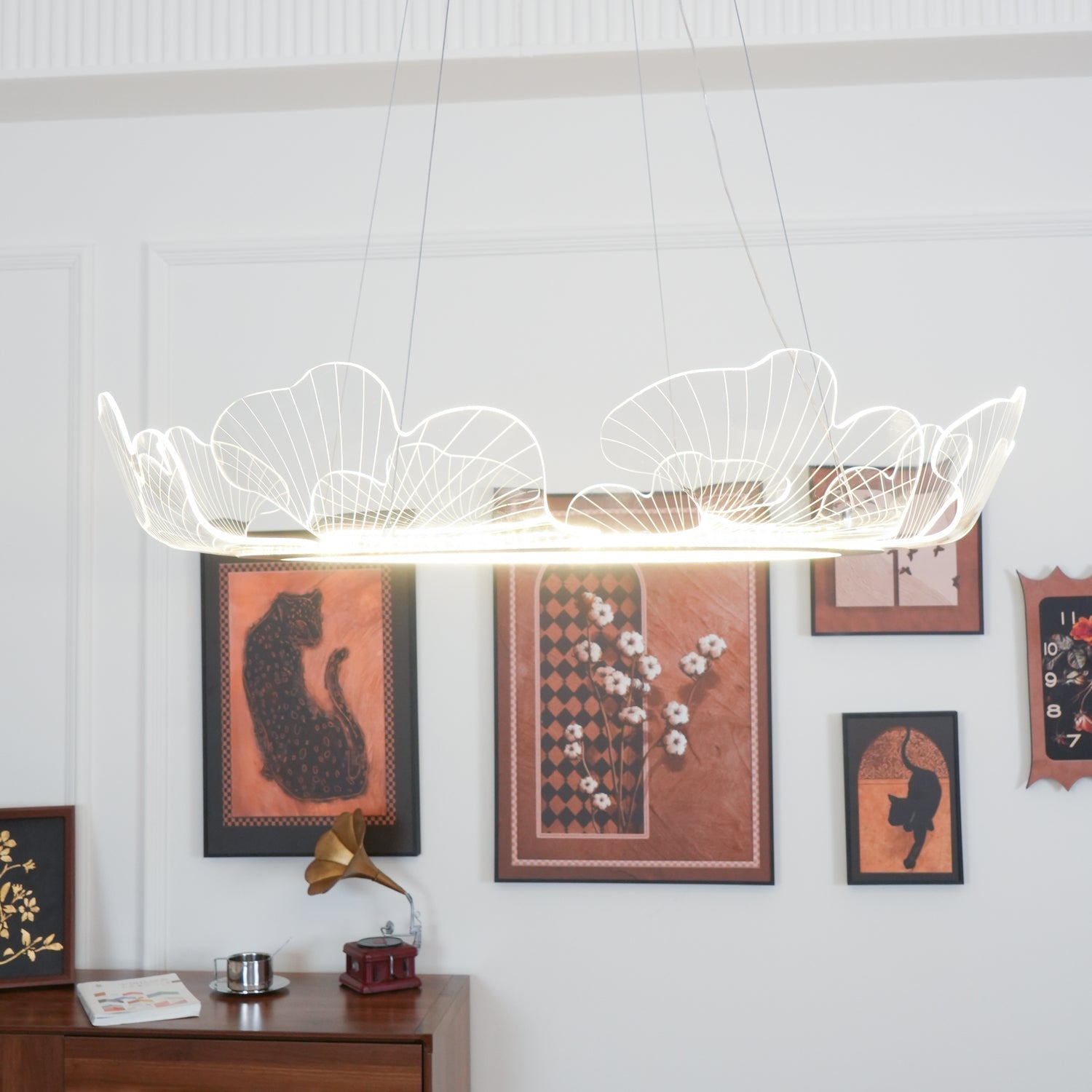 Lustra Suspension en Acrylique Givré Anneau Floral