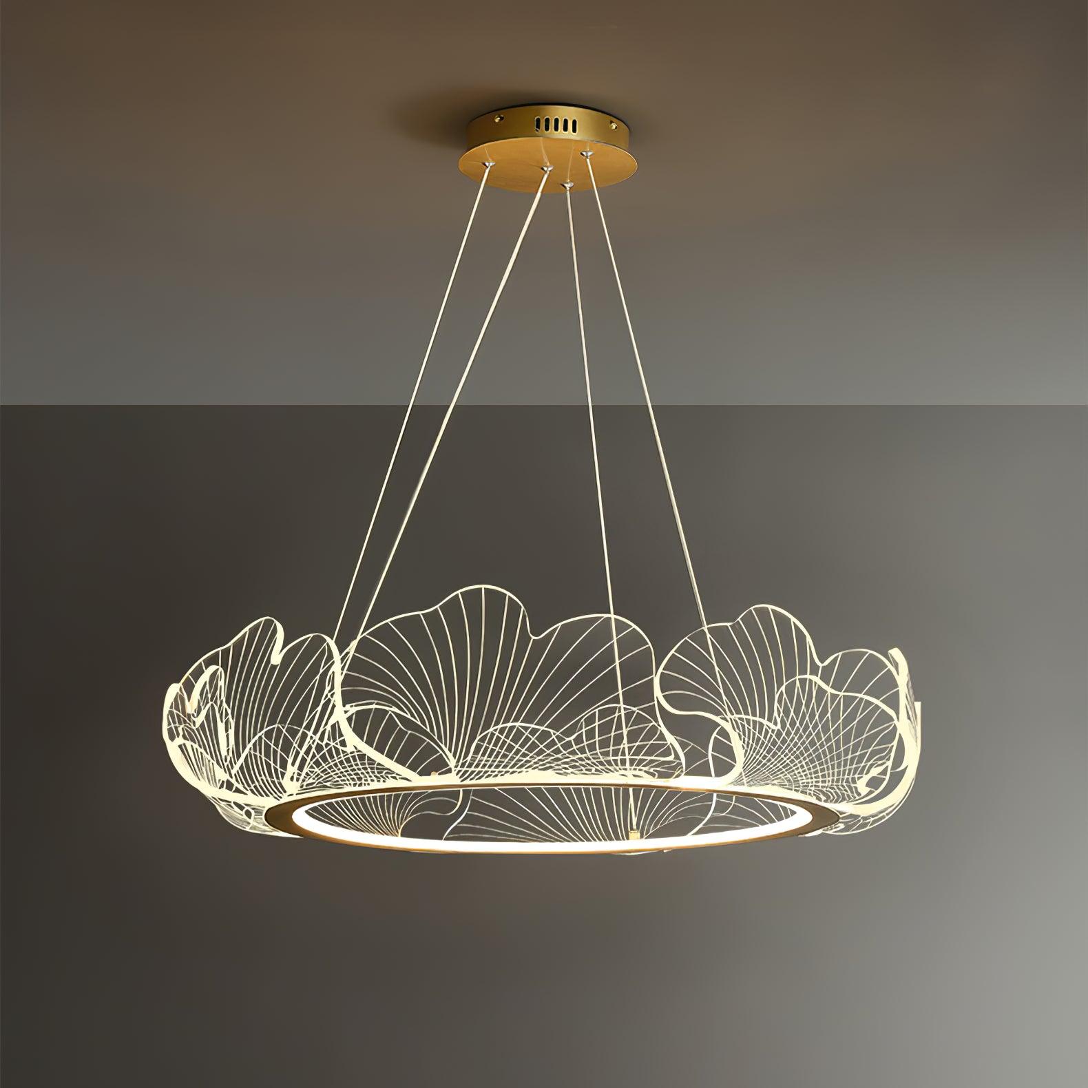 Lustra Suspension en Acrylique Givré Anneau Floral