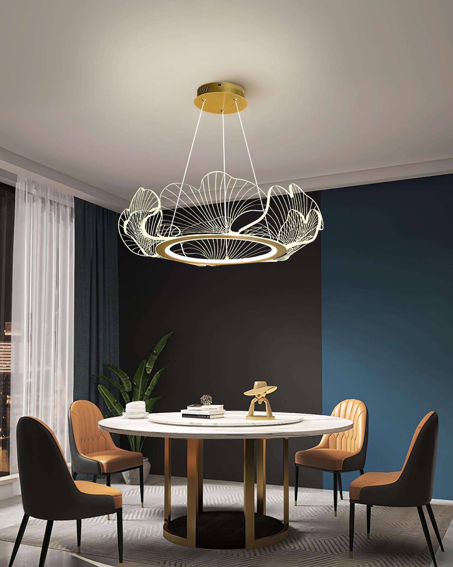 Lustra Suspension en Acrylique Givré Anneau Floral