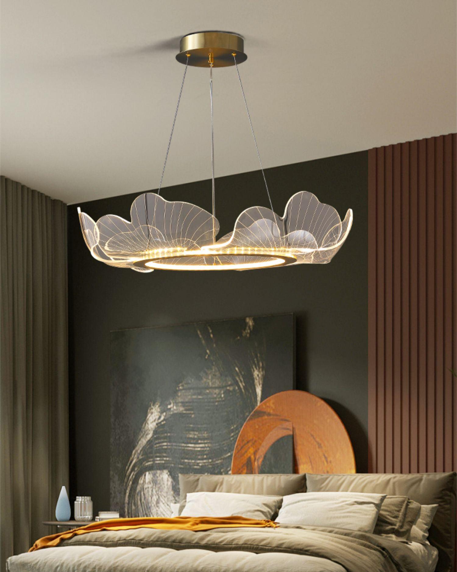 Lustra Suspension en Acrylique Givré Anneau Floral
