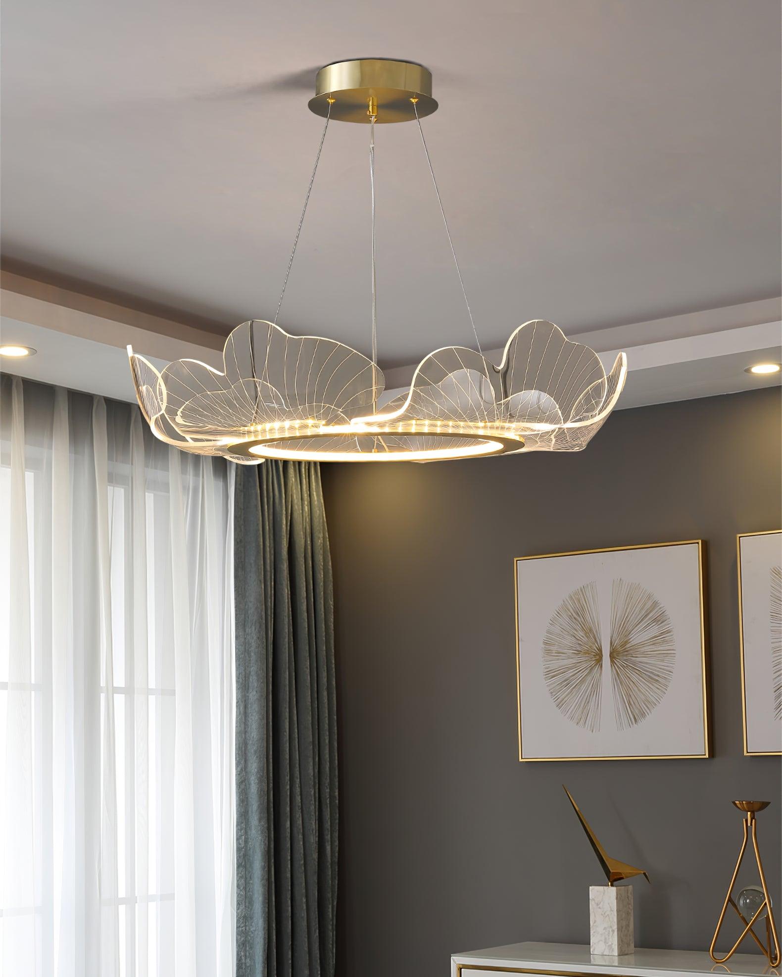 Lustra Suspension en Acrylique Givré Anneau Floral