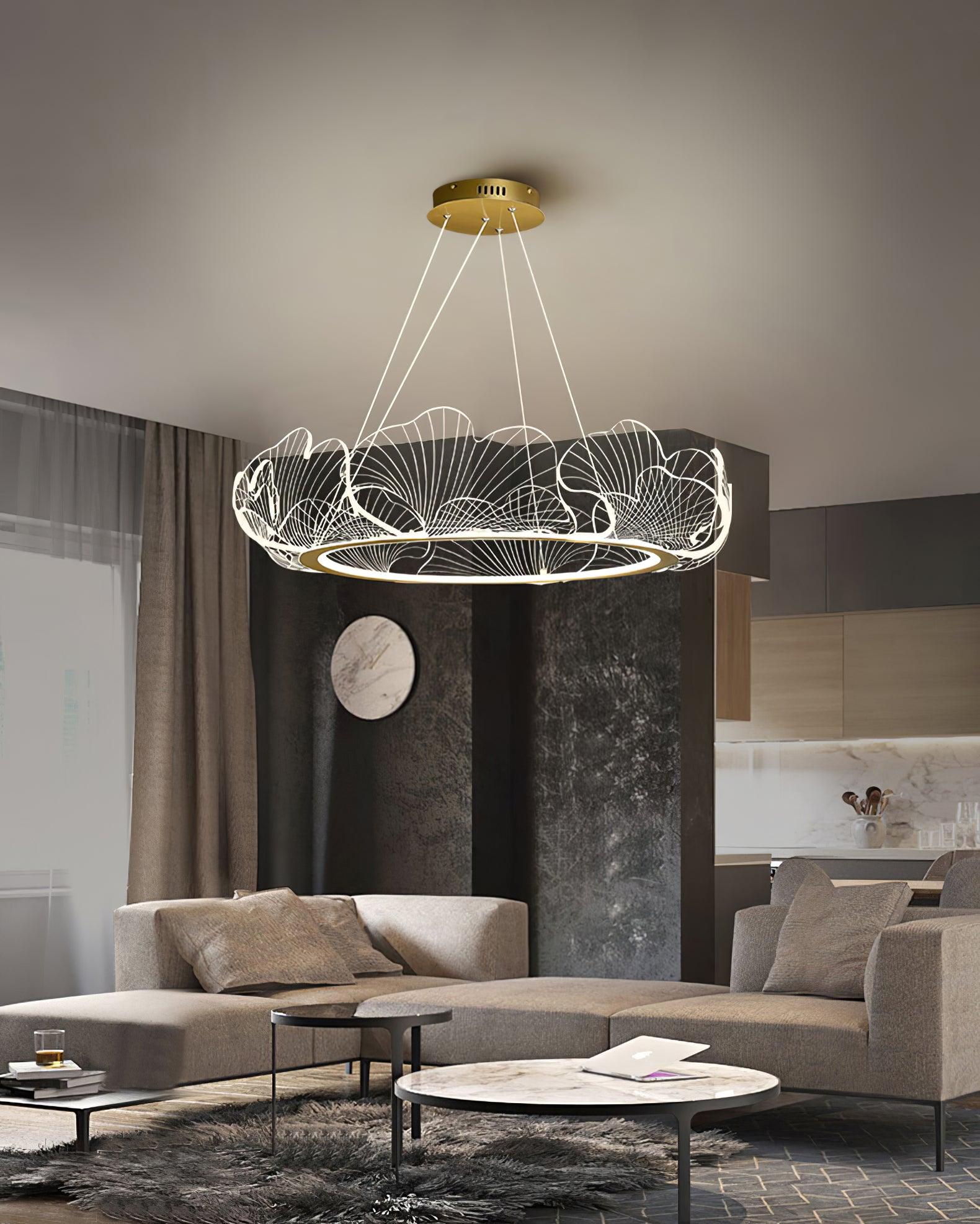 Lustra Suspension en Acrylique Givré Anneau Floral