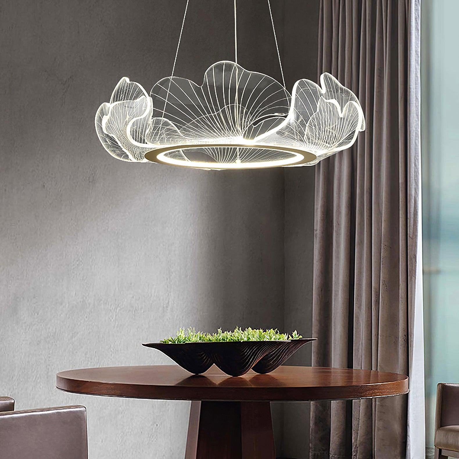 Lustra Suspension en Acrylique Givré Anneau Floral