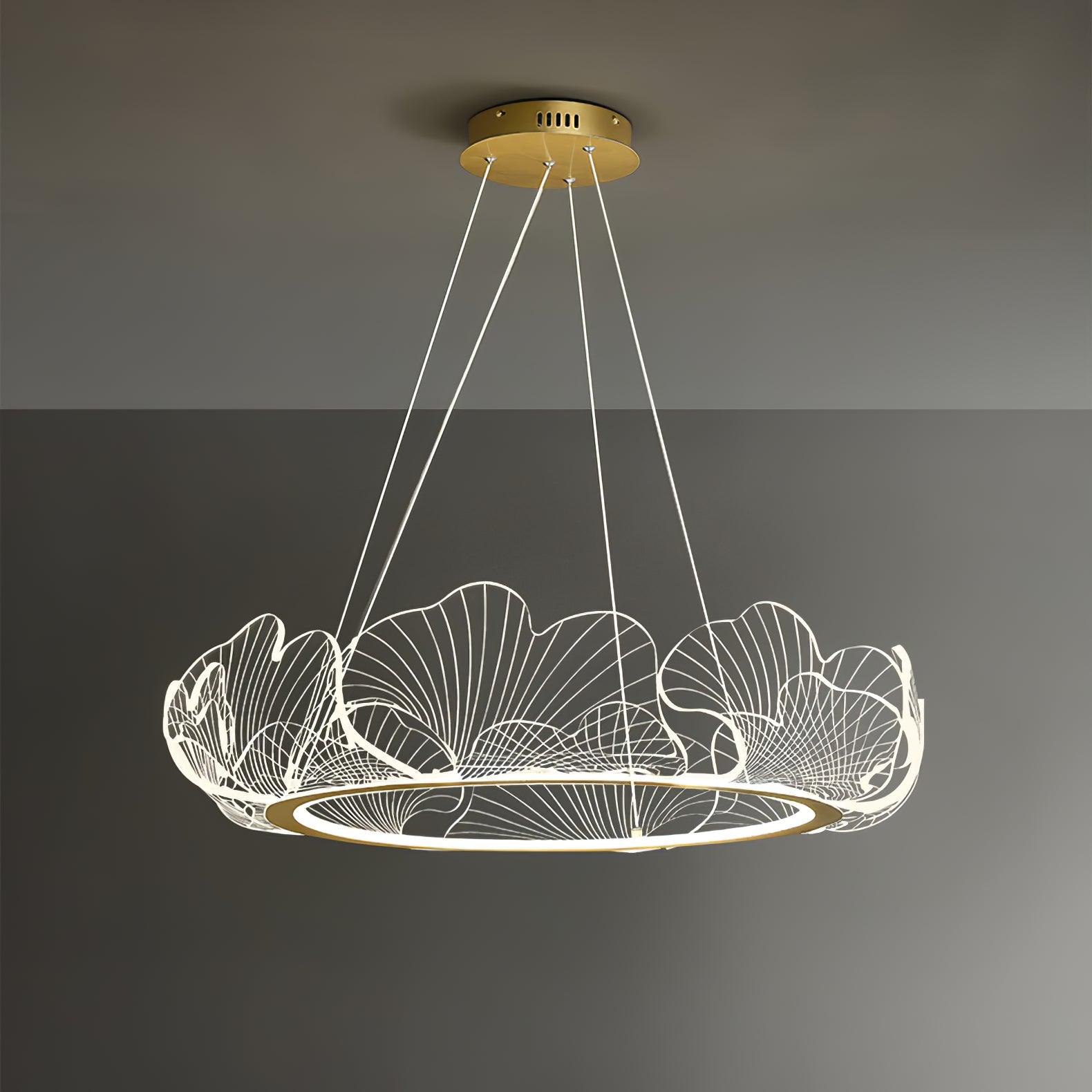 Lustra Suspension en Acrylique Givré Anneau Floral