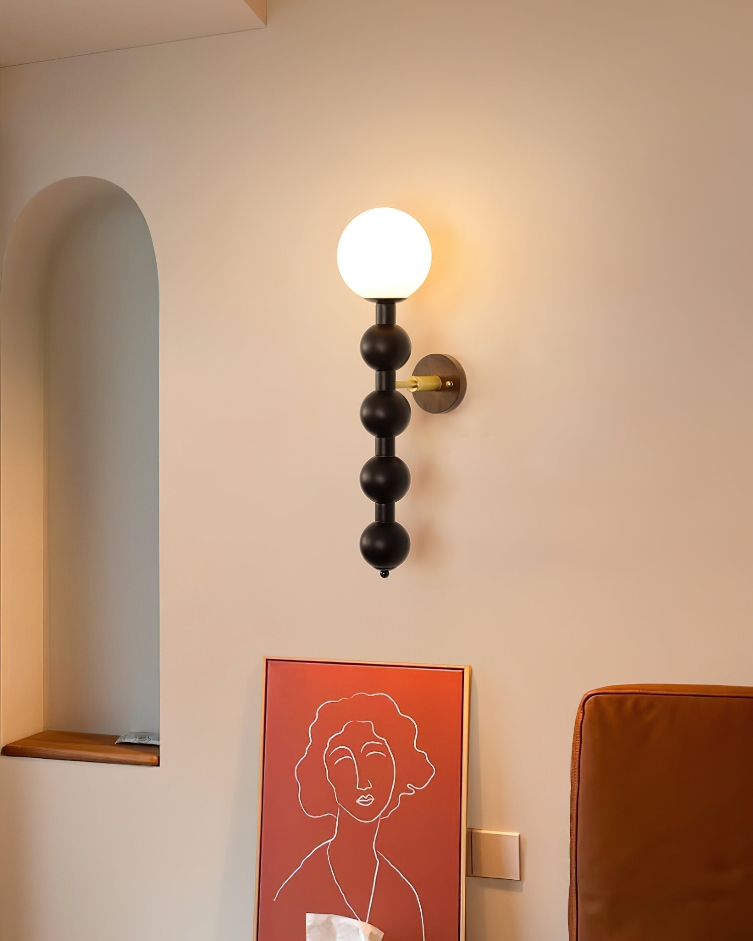 Novan Applique murale Gourd en bois et verre, style moderne