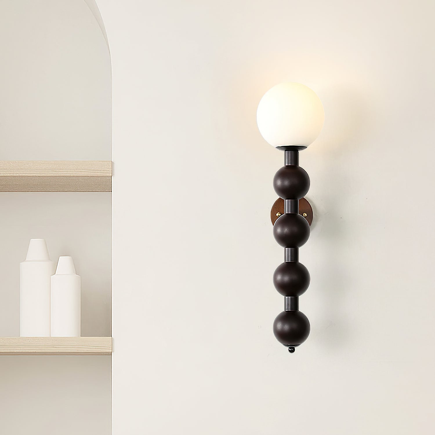 Novan Applique murale Gourd en bois et verre, style moderne