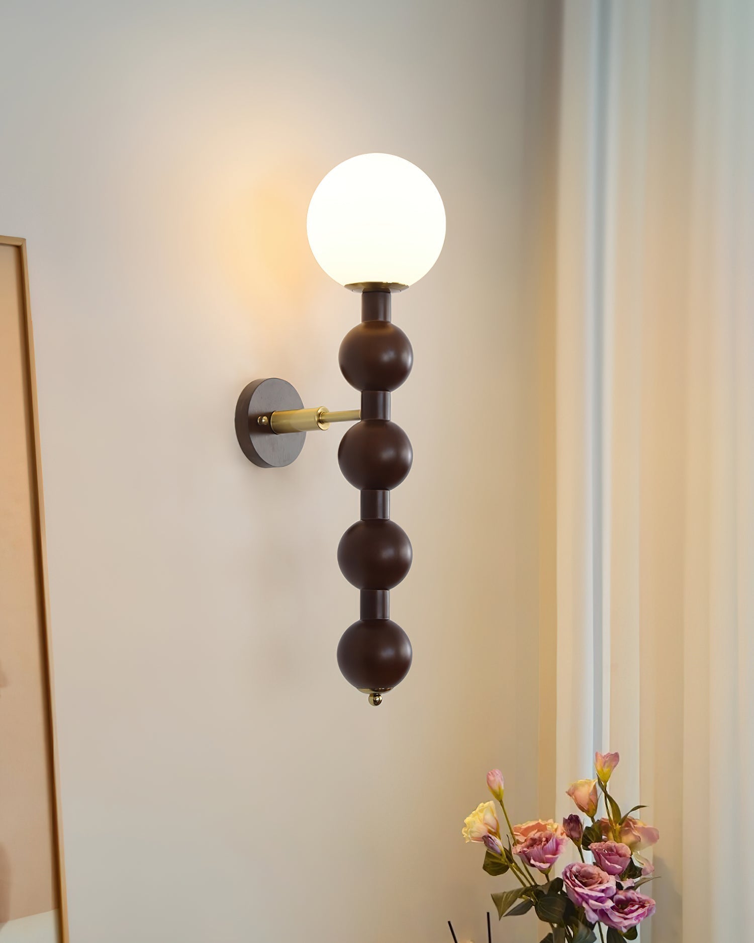 Novan Applique murale Gourd en bois et verre, style moderne