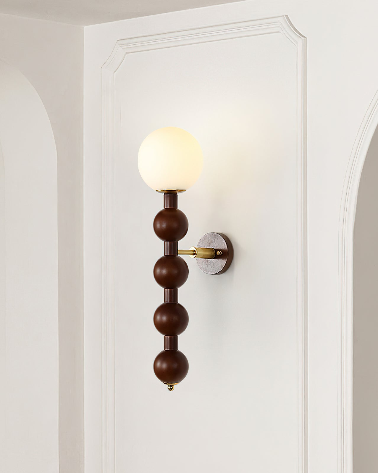 Novan Applique murale Gourd en bois et verre, style moderne