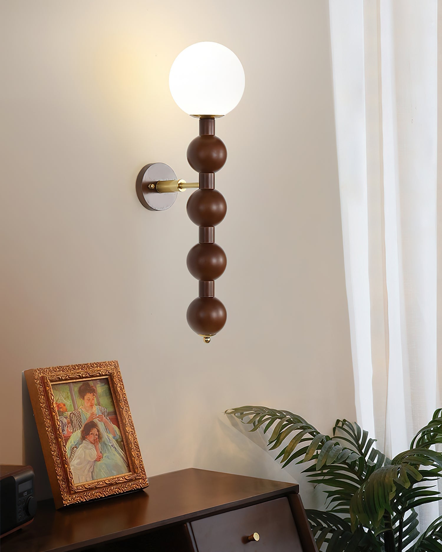 Novan Applique murale Gourd en bois et verre, style moderne