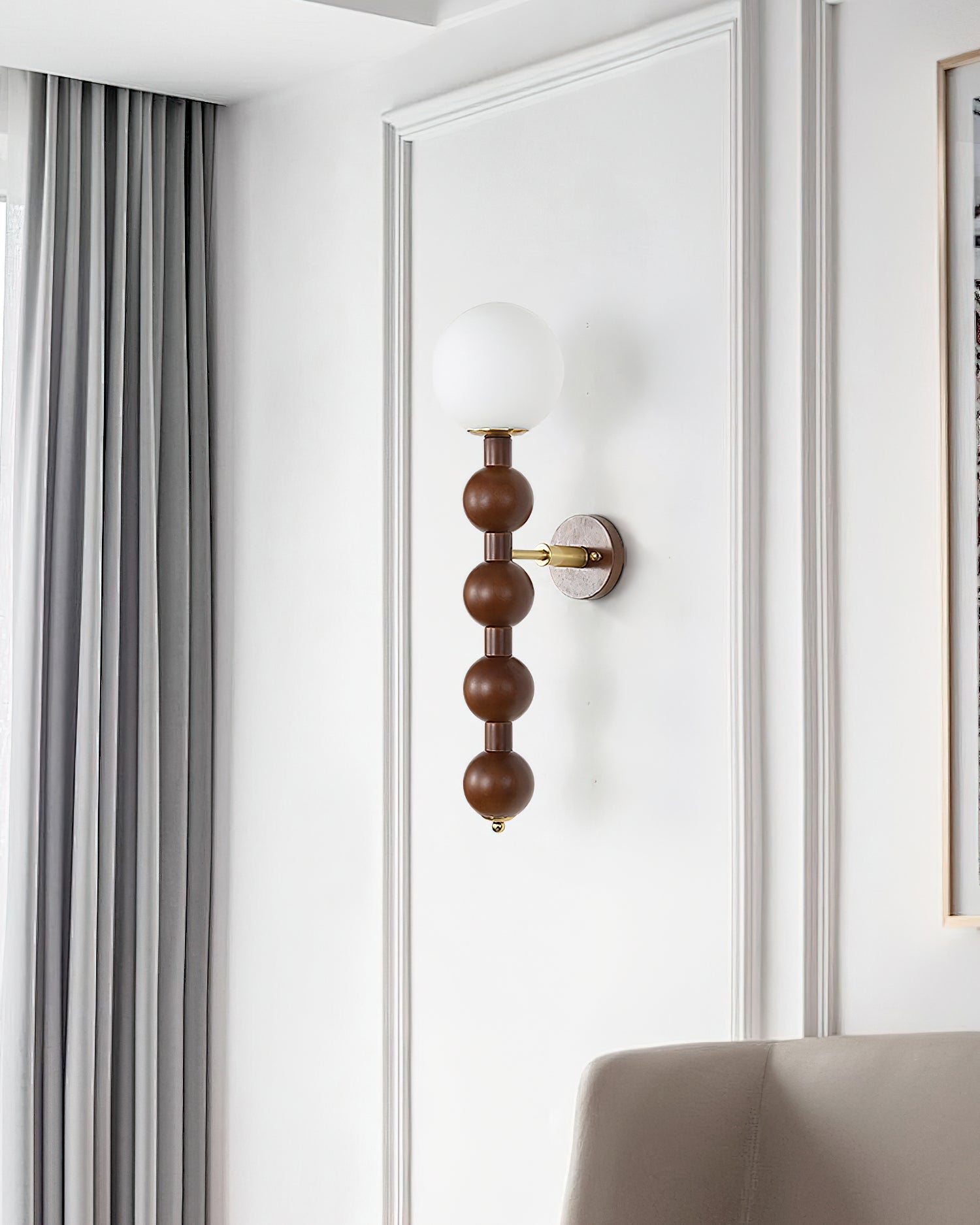 Novan Applique murale Gourd en bois et verre, style moderne