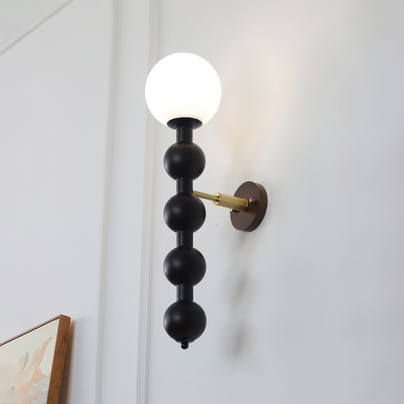 Novan Applique murale Gourd en bois et verre, style moderne