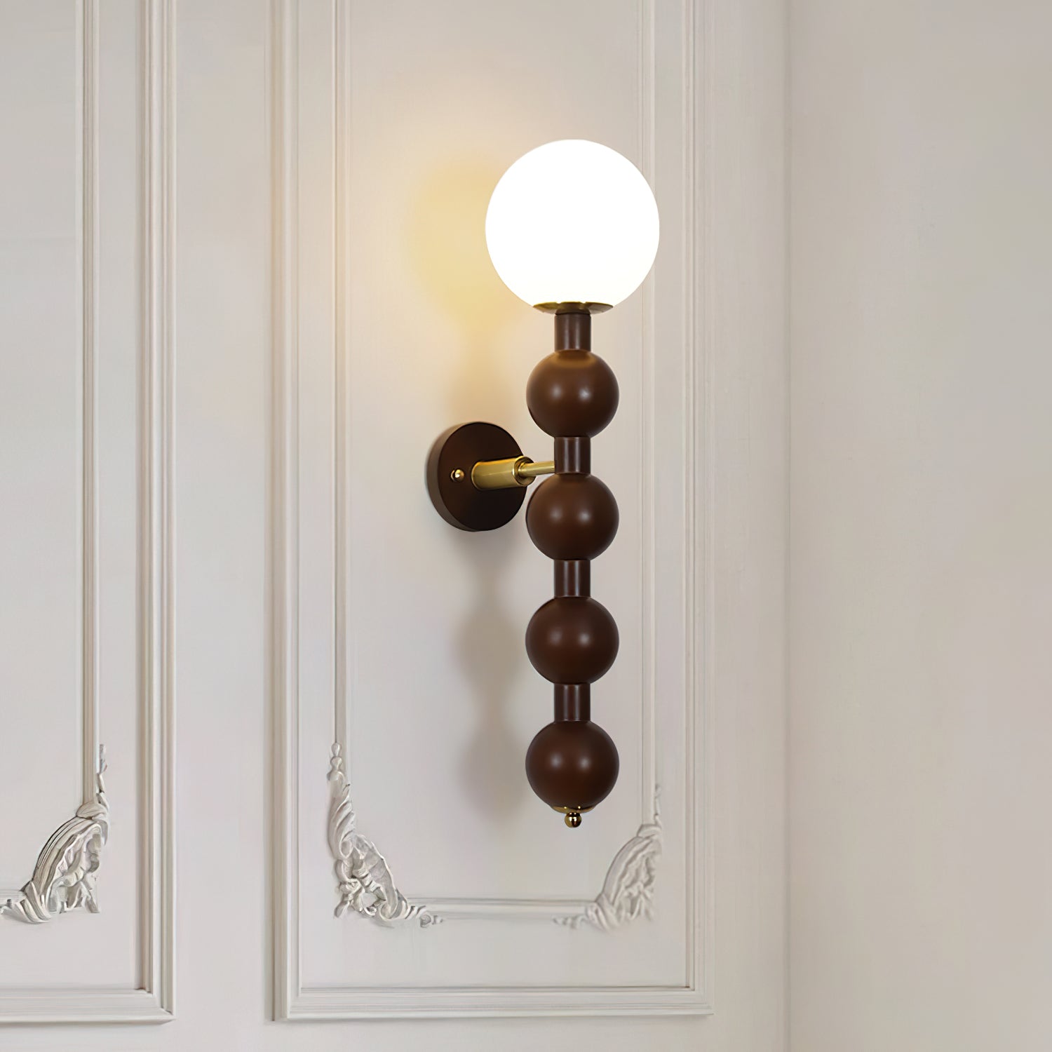 Novan Applique murale Gourd en bois et verre, style moderne