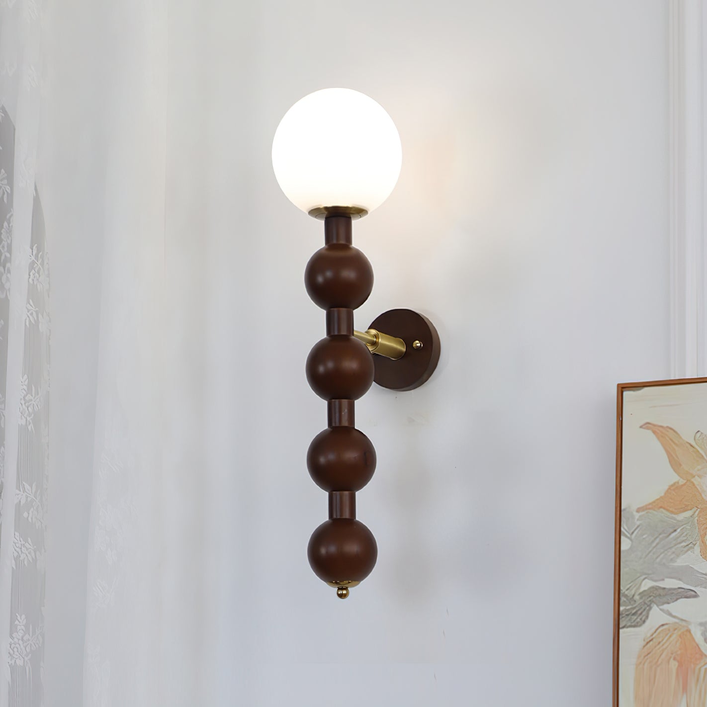 Novan Applique murale Gourd en bois et verre, style moderne