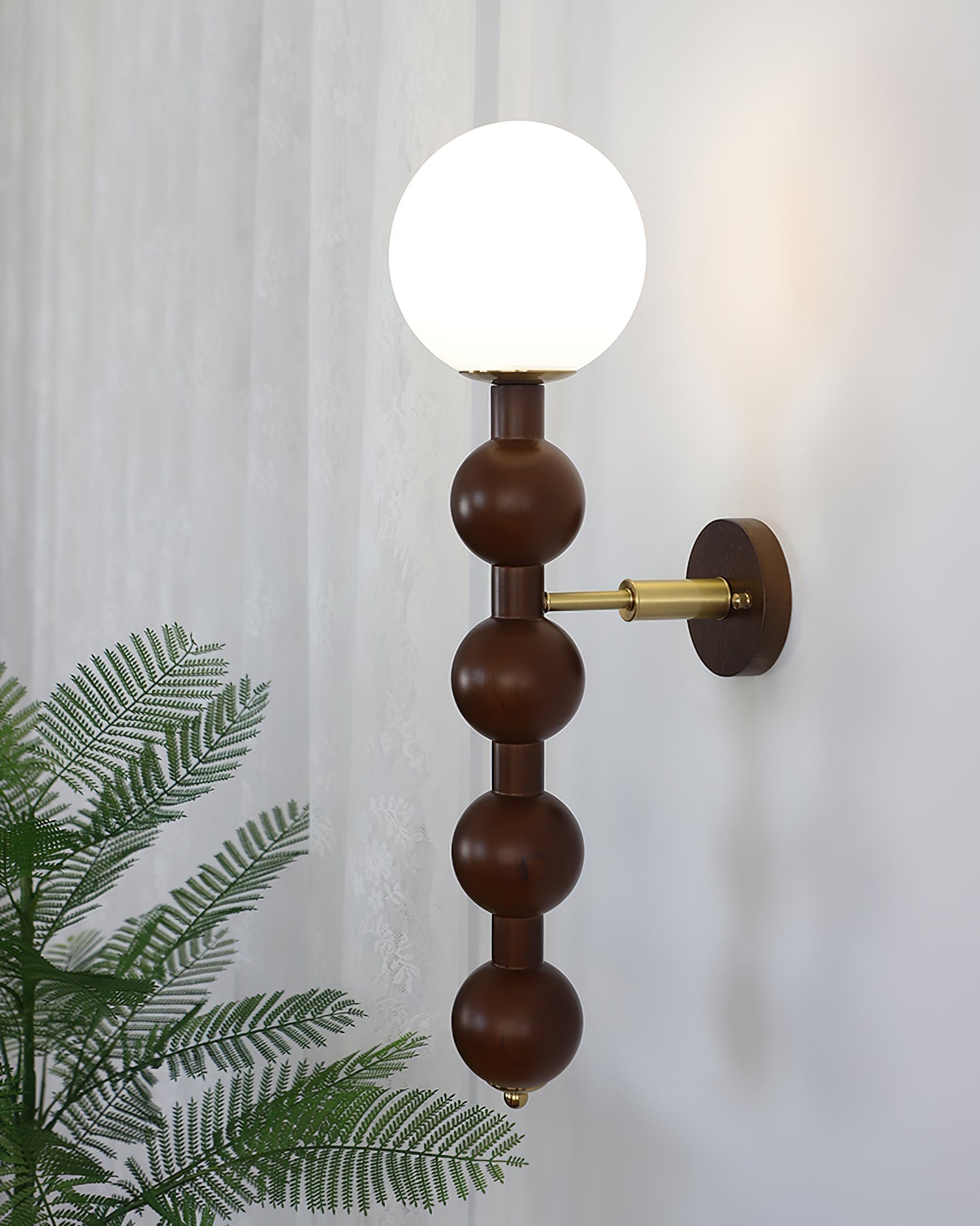 Novan Applique murale Gourd en bois et verre, style moderne
