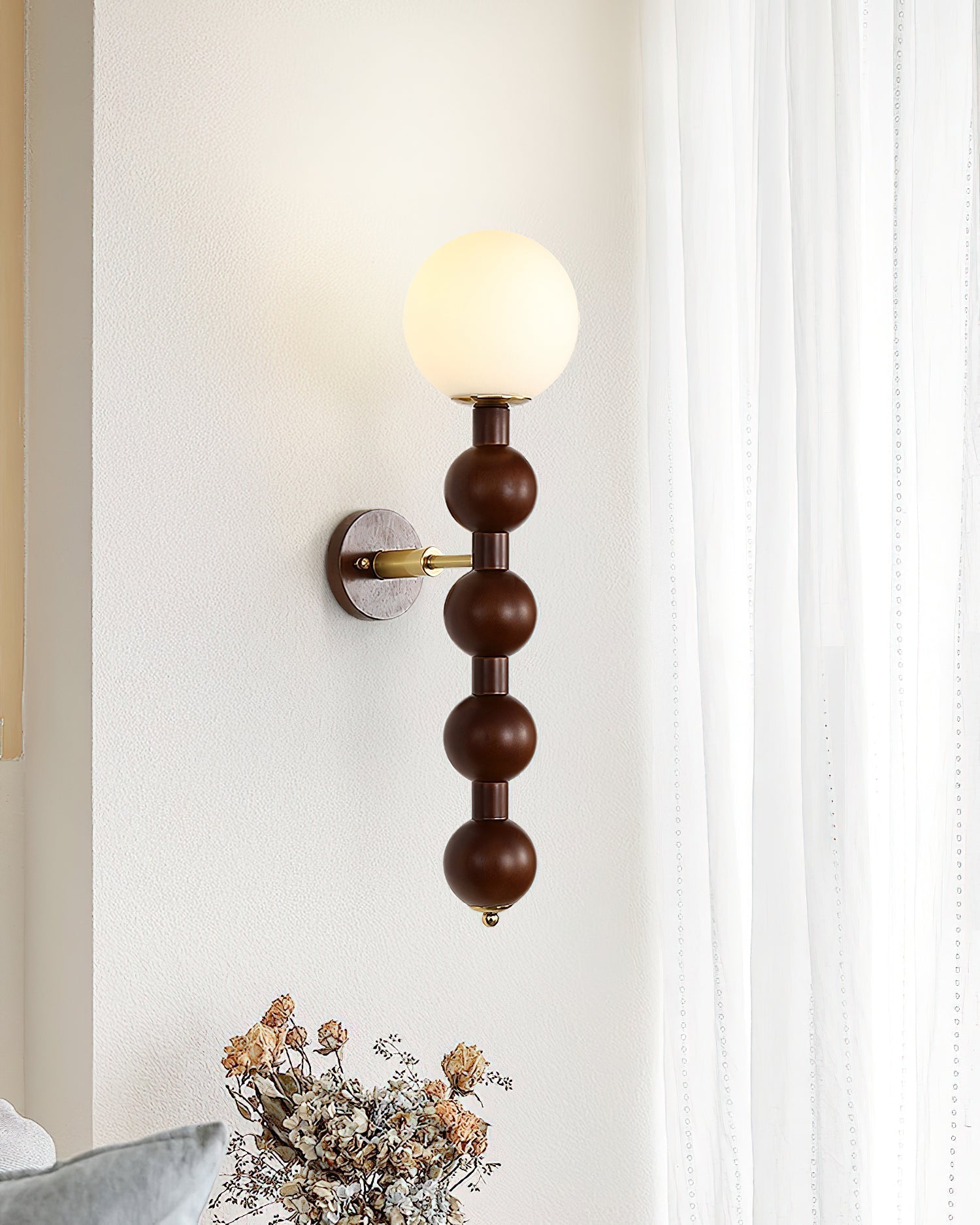 Novan Applique murale Gourd en bois et verre, style moderne