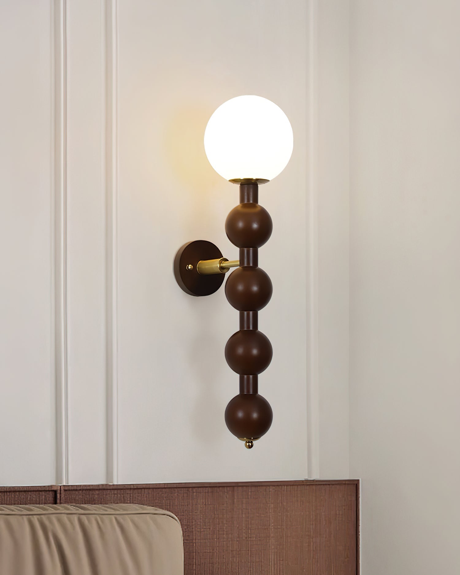 Novan Applique murale Gourd en bois et verre, style moderne