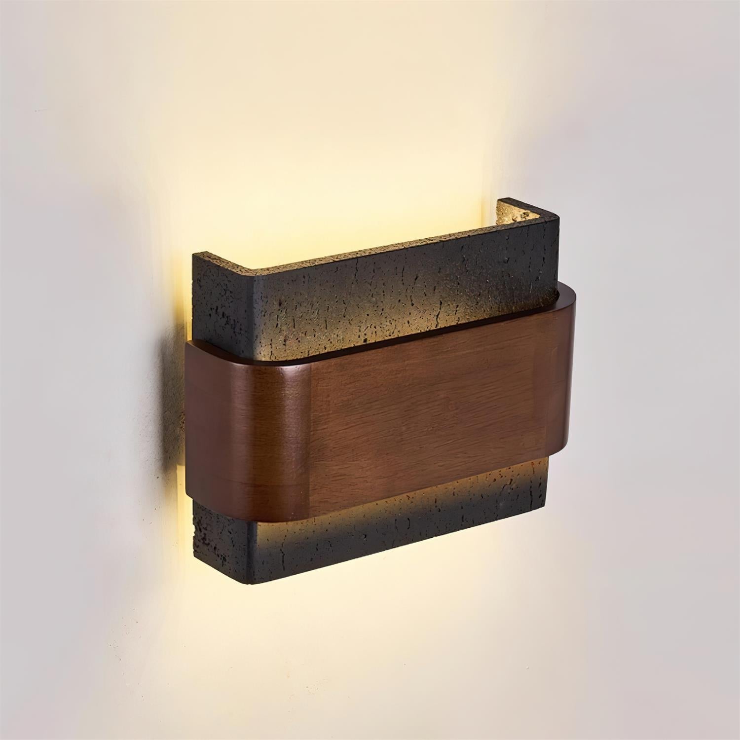 Ritta Lampe Murale Arc Fini Bois Travertin
