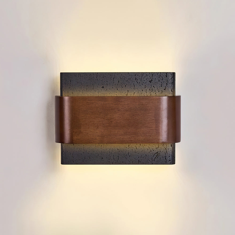 Ritta Lampe Murale Arc Fini Bois Travertin