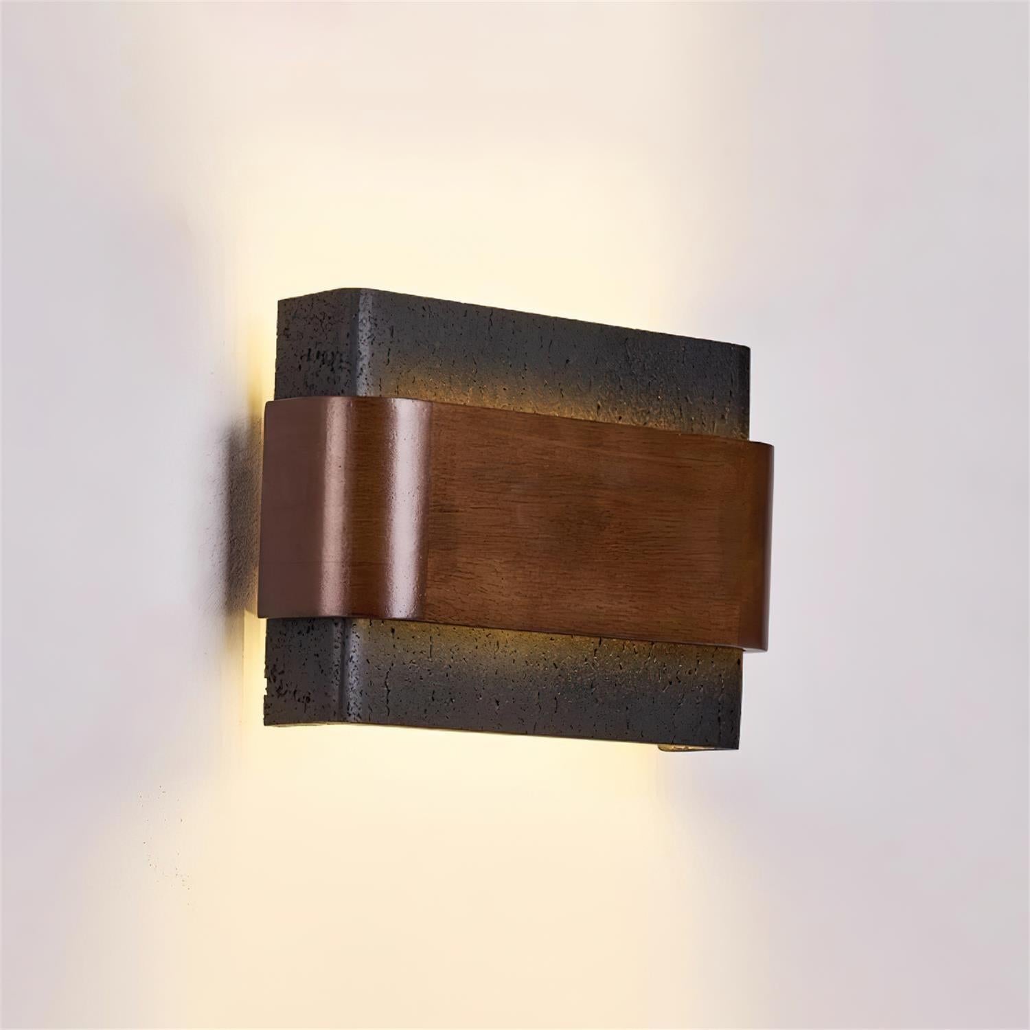 Ritta Lampe Murale Arc Fini Bois Travertin