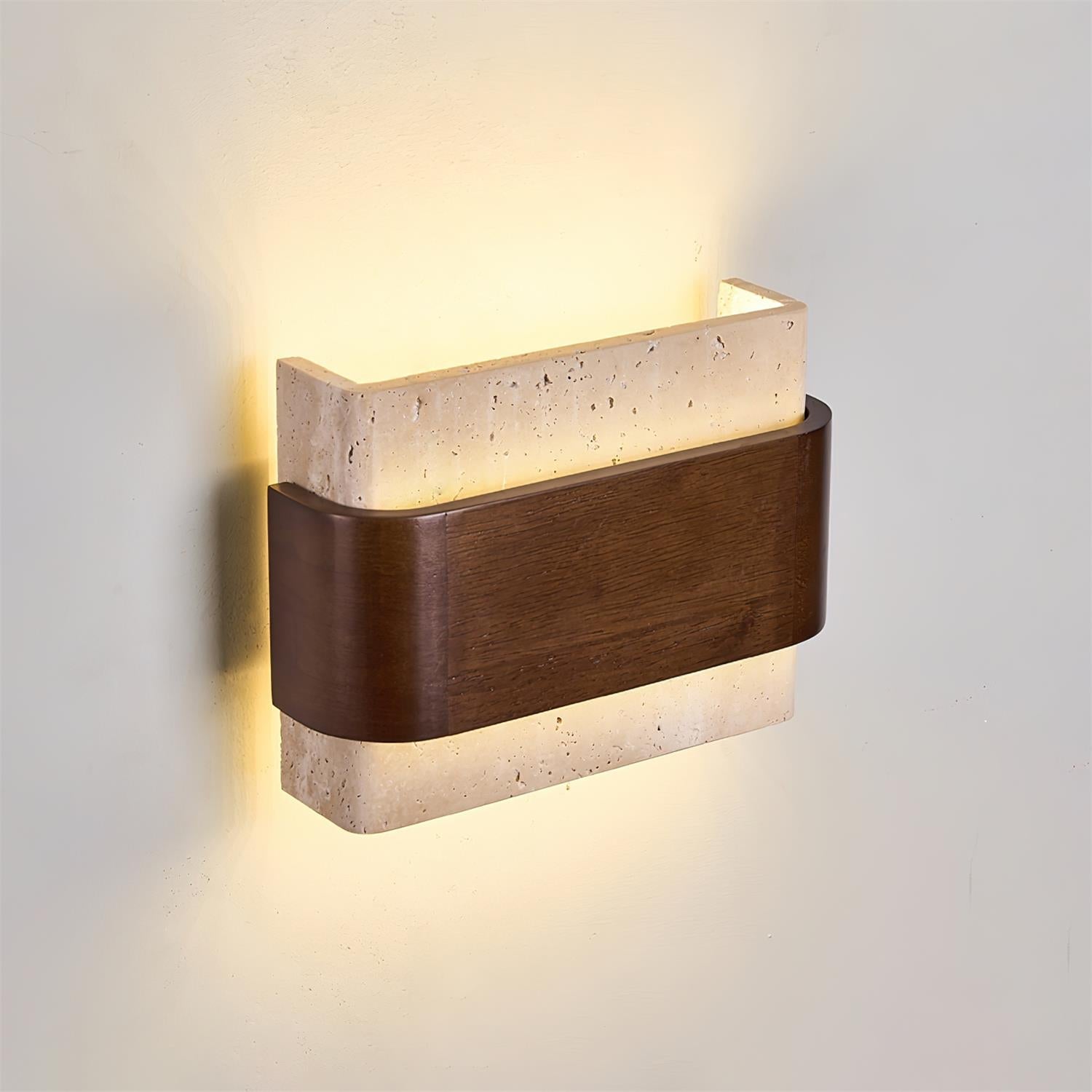 Ritta Lampe Murale Arc Fini Bois Travertin