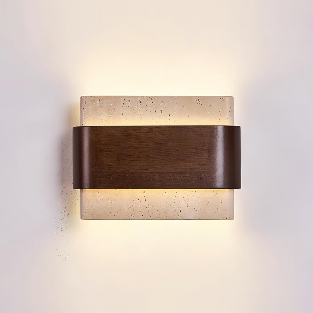 Ritta Lampe Murale Arc Fini Bois Travertin