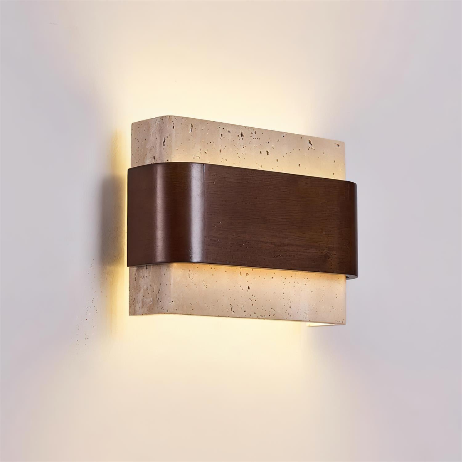 Ritta Lampe Murale Arc Fini Bois Travertin
