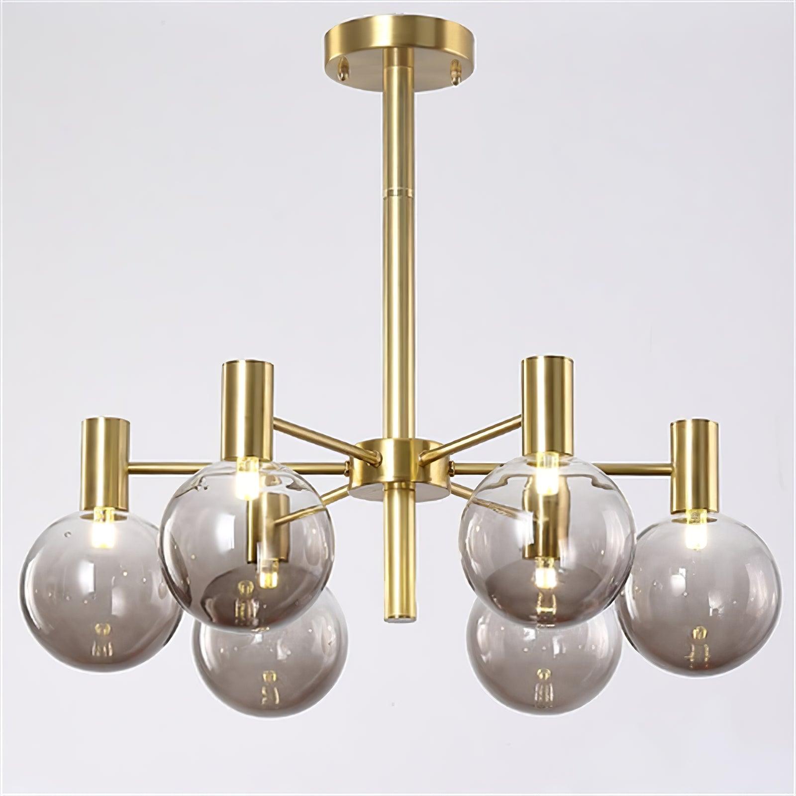 Lustra Lustre Globe En Verre Cadre Doré Moderne