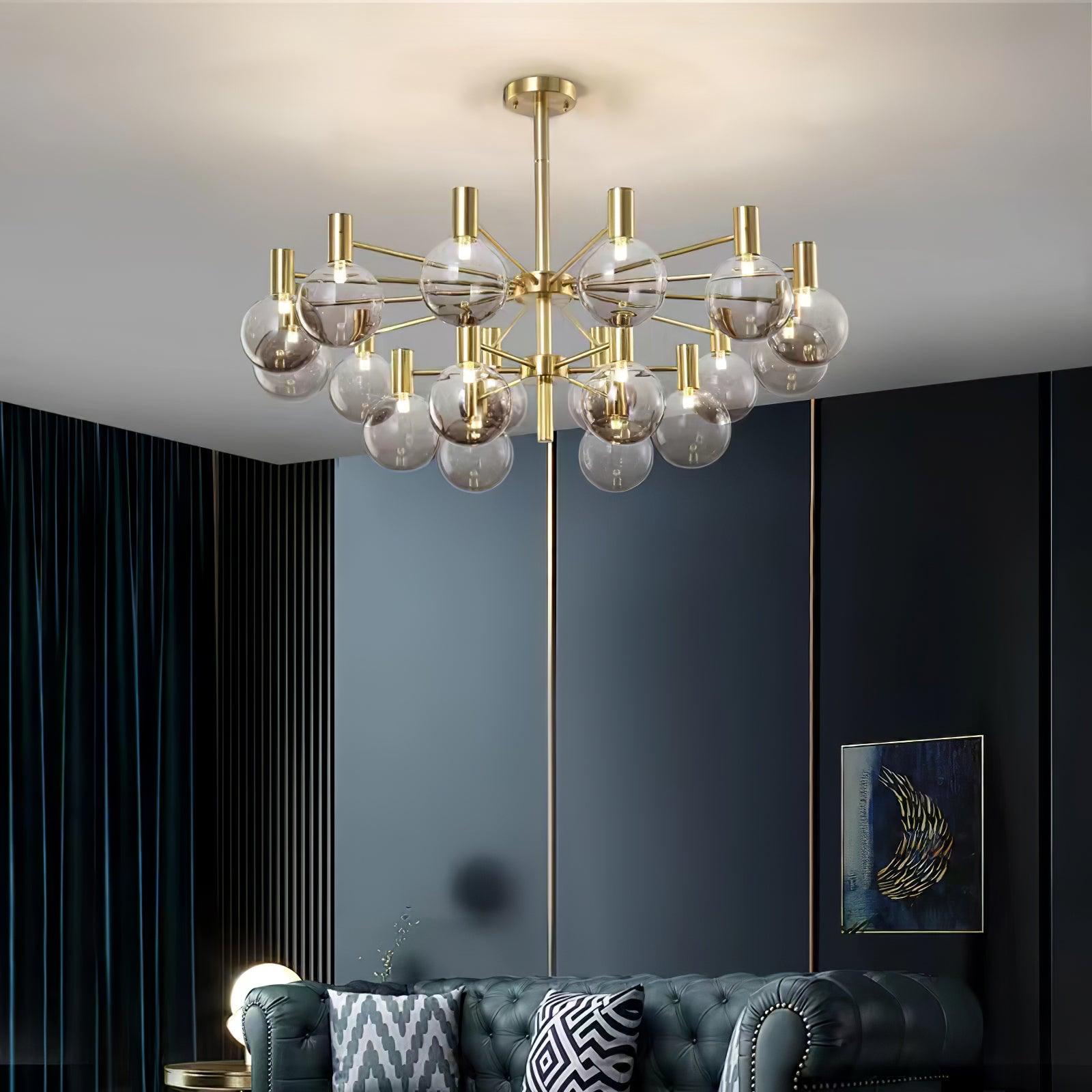 Lustra Lustre Globe En Verre Cadre Doré Moderne