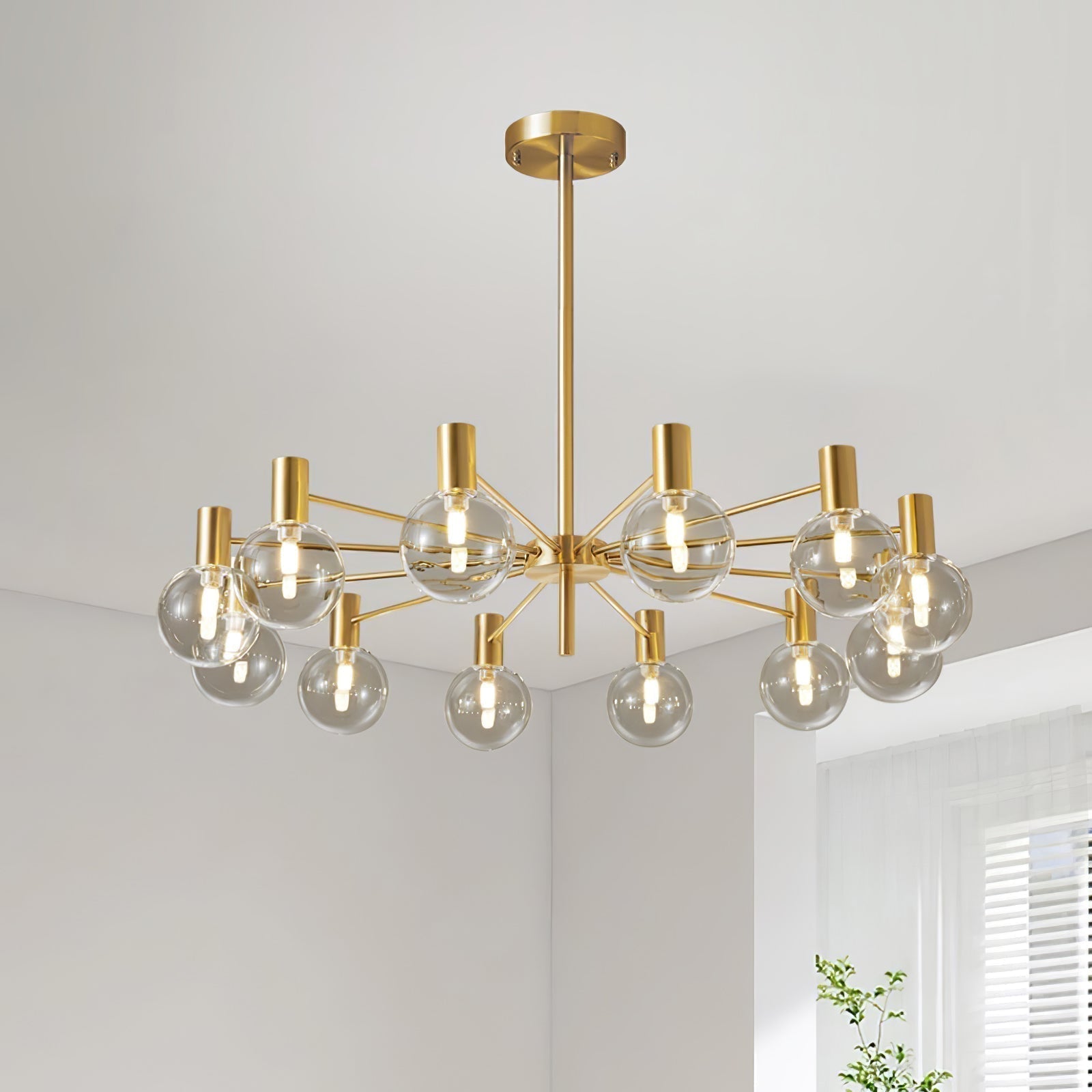 Lustra Lustre Globe En Verre Cadre Doré Moderne