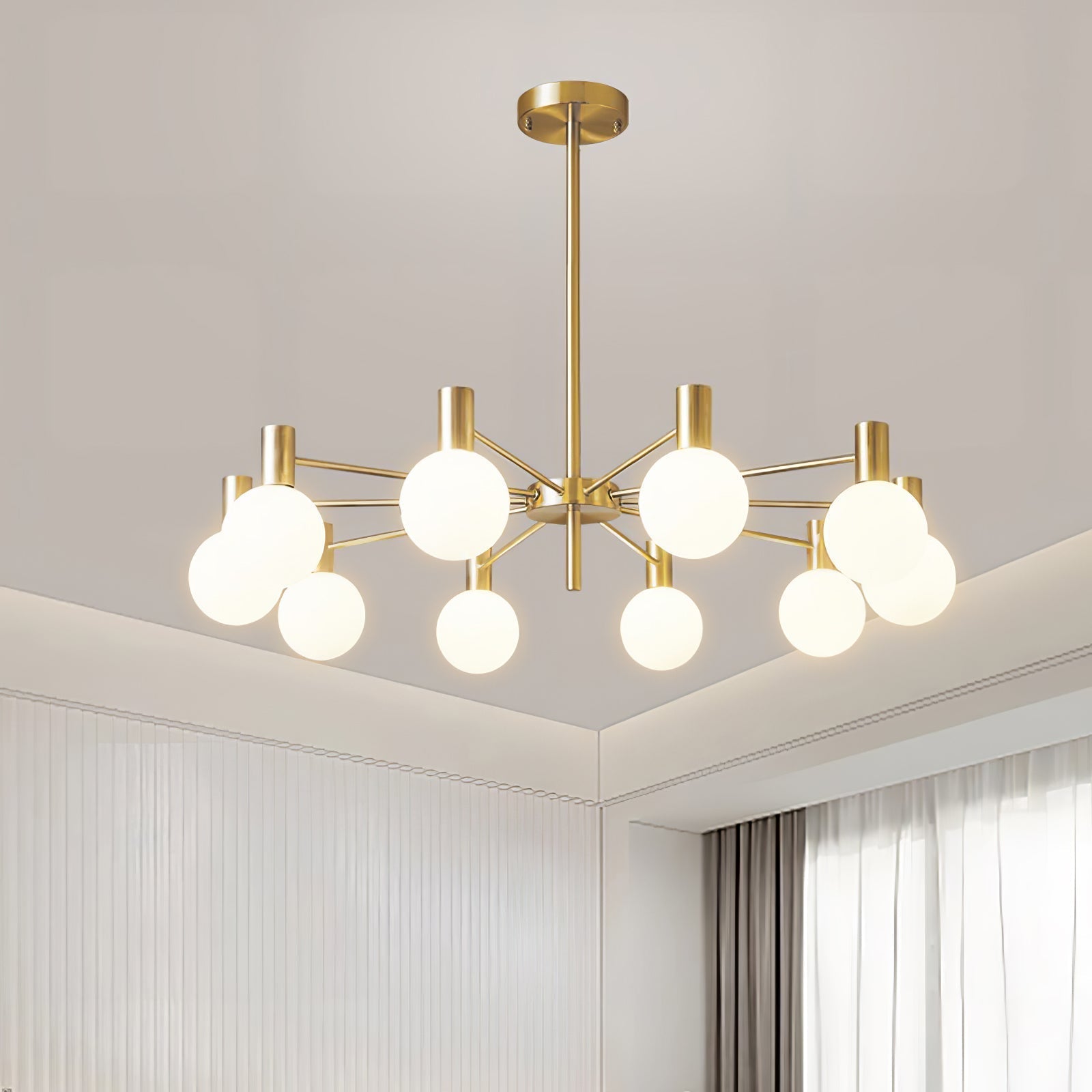 Lustra Lustre Globe En Verre Cadre Doré Moderne