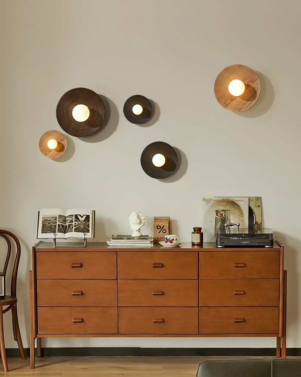 Serena Applique Murale Bois Rond Minimaliste