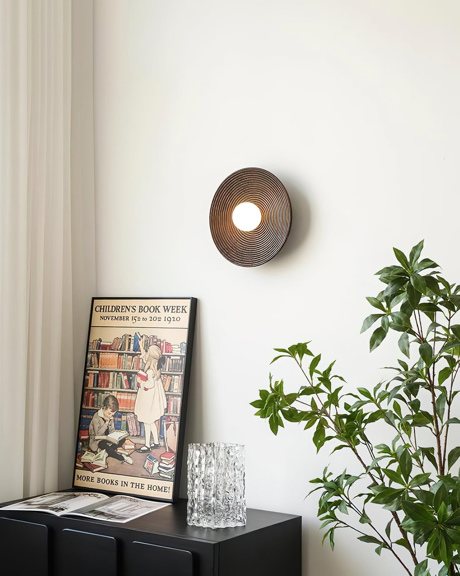 Serena Applique Murale Bois Rond Minimaliste