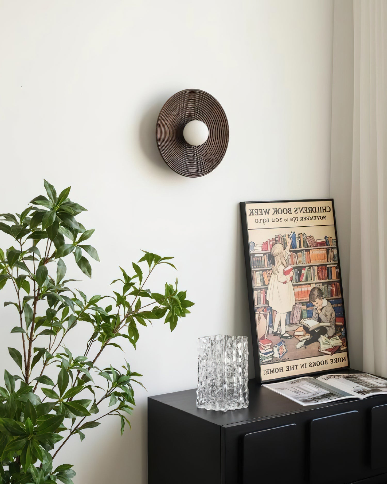 Serena Applique Murale Bois Rond Minimaliste