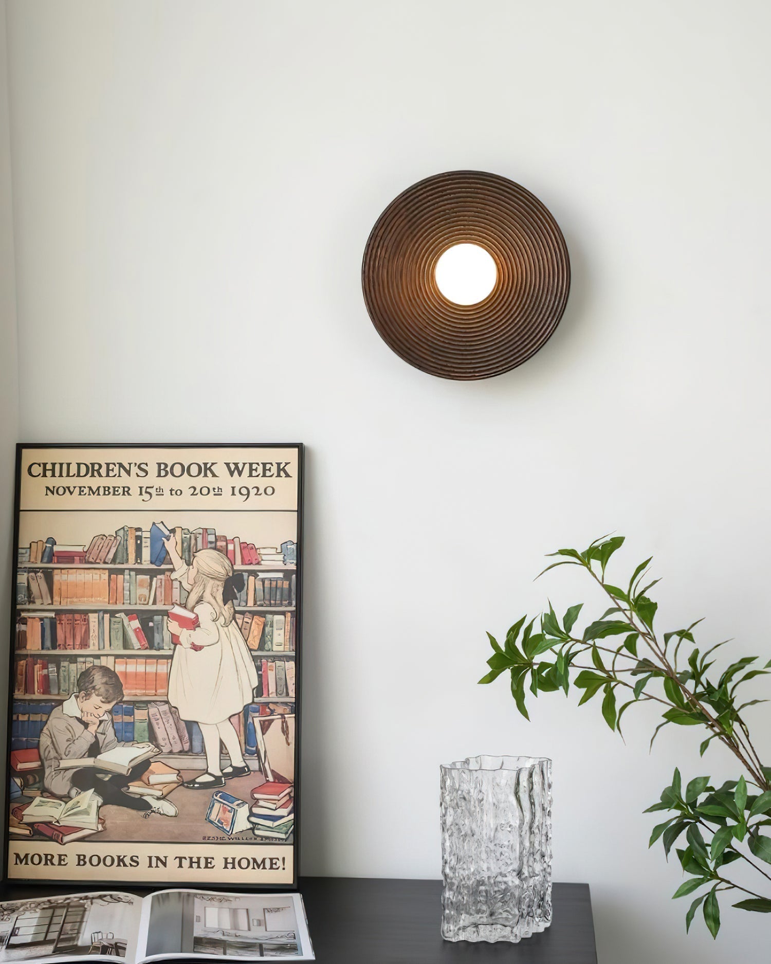 Serena Applique Murale Bois Rond Minimaliste