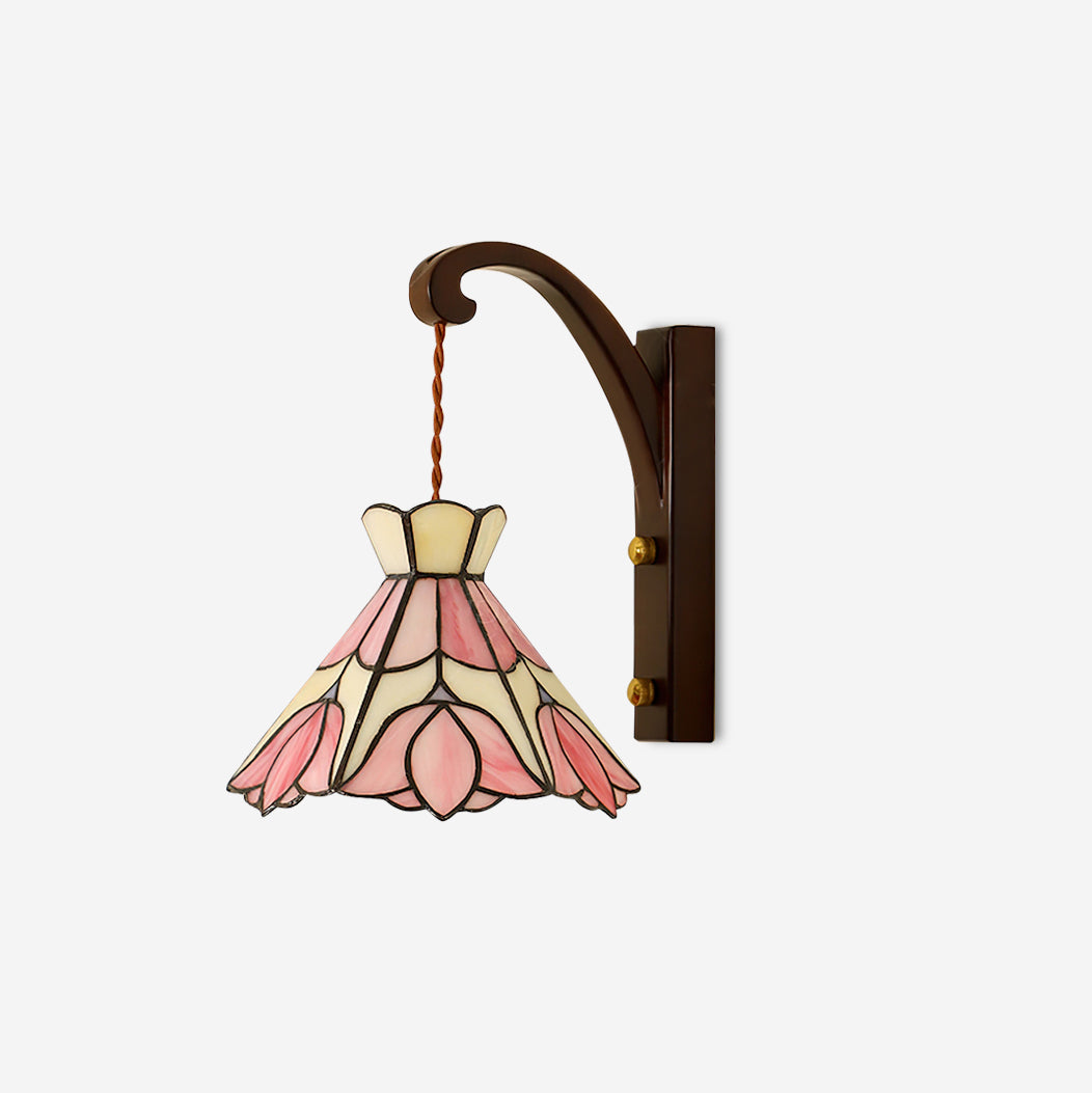 Velvet Applique Murale Vintage Abat-jour Verre Rose