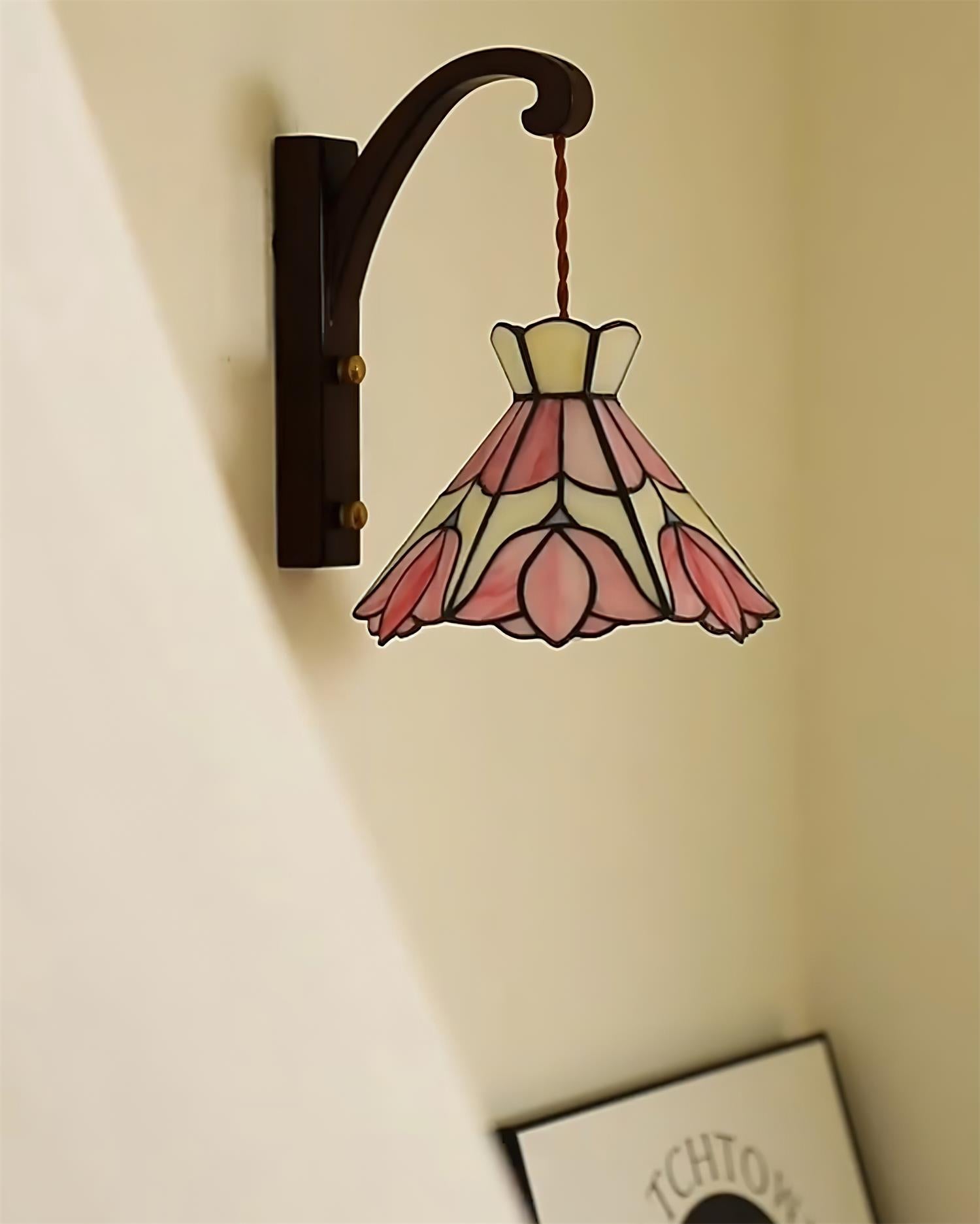 Velvet Applique Murale Vintage Abat-jour Verre Rose