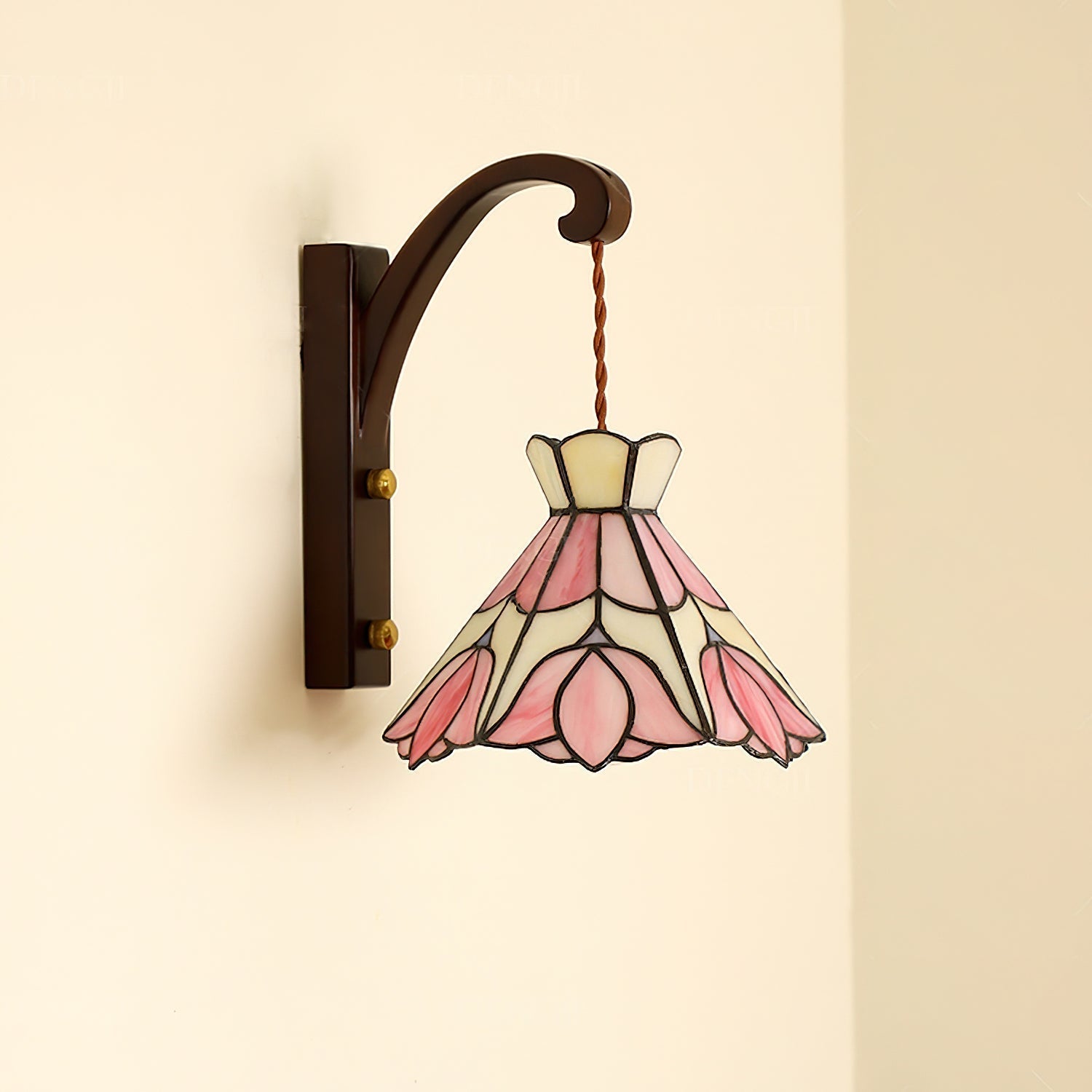 Velvet Applique Murale Vintage Abat-jour Verre Rose