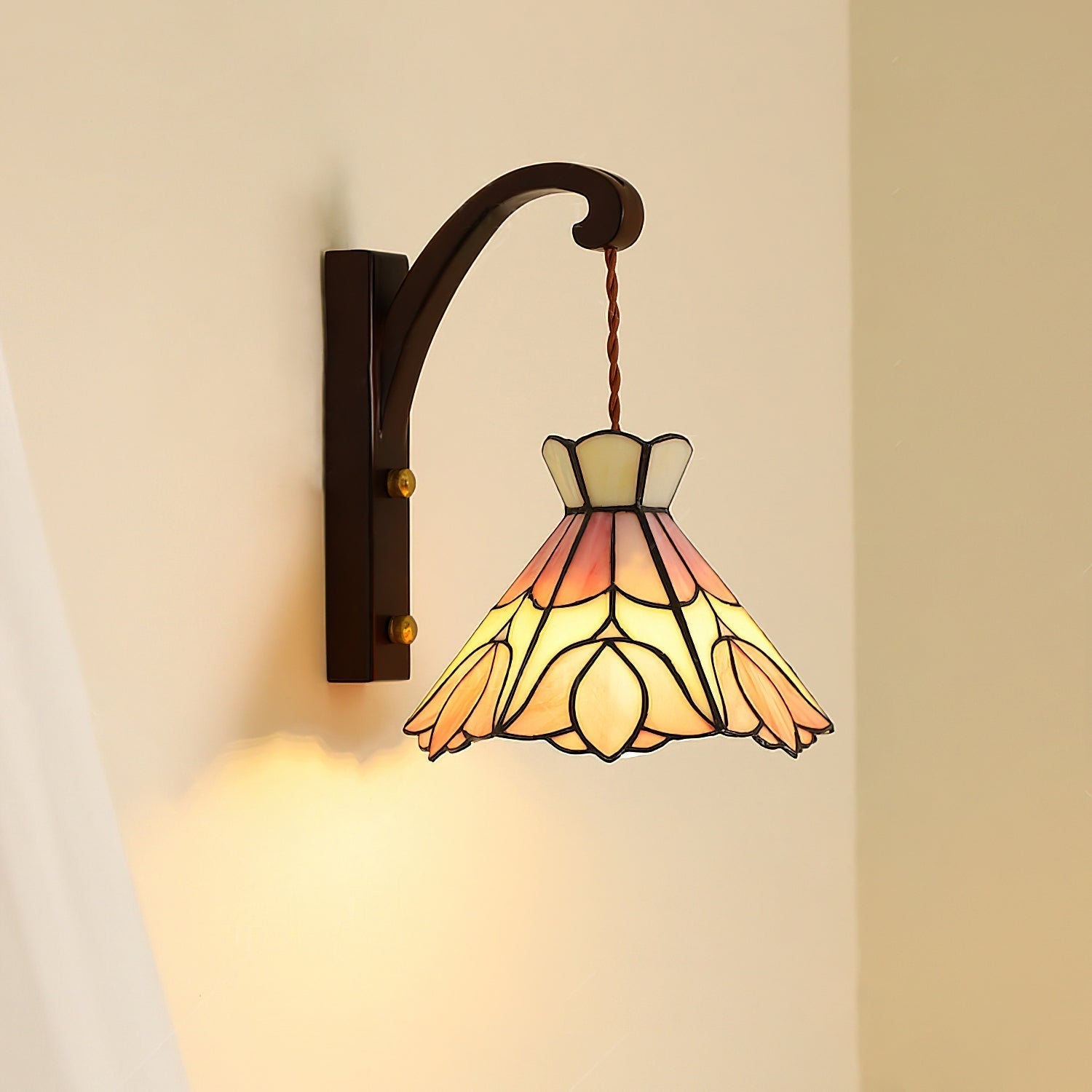 Velvet Applique Murale Vintage Abat-jour Verre Rose