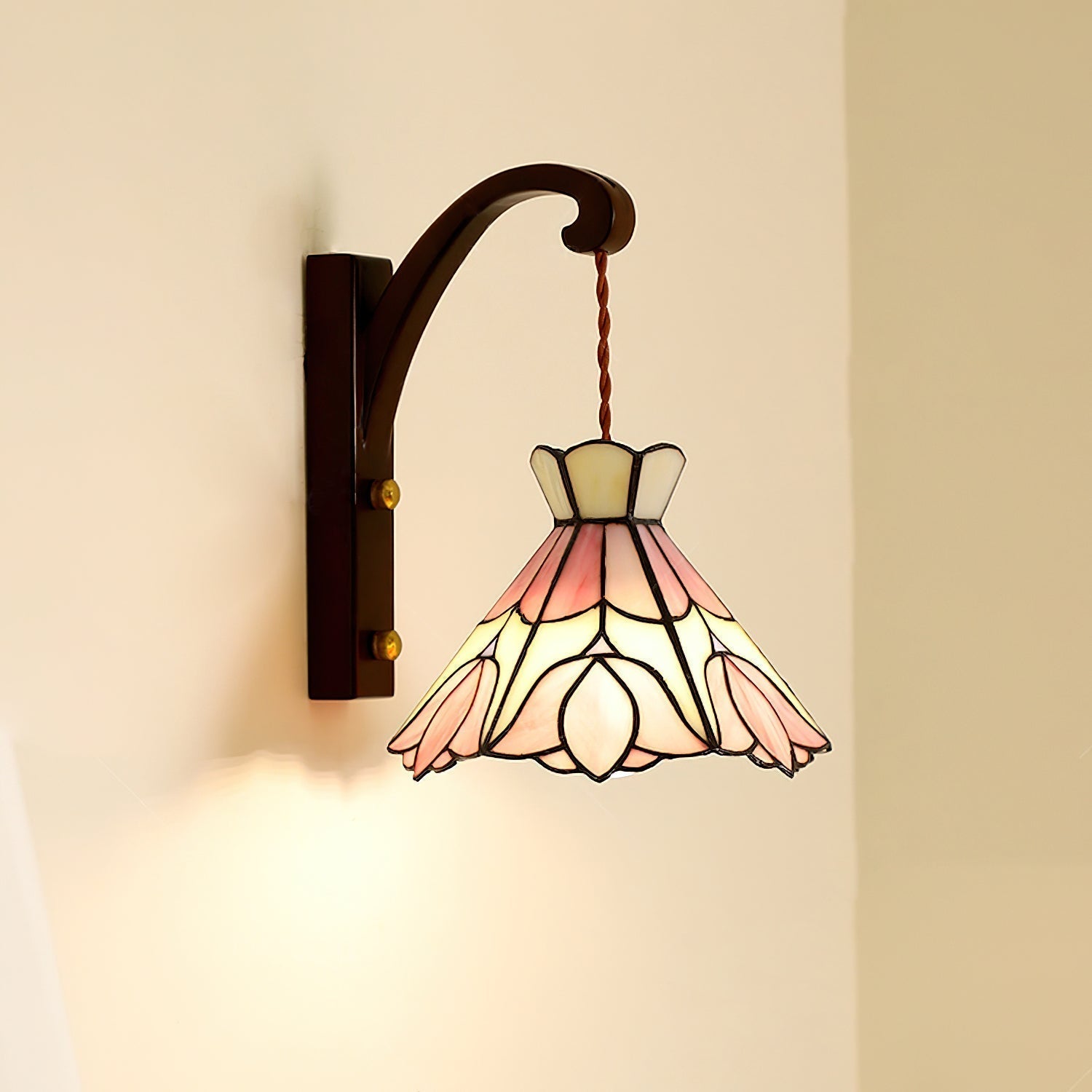 Velvet Applique Murale Vintage Abat-jour Verre Rose