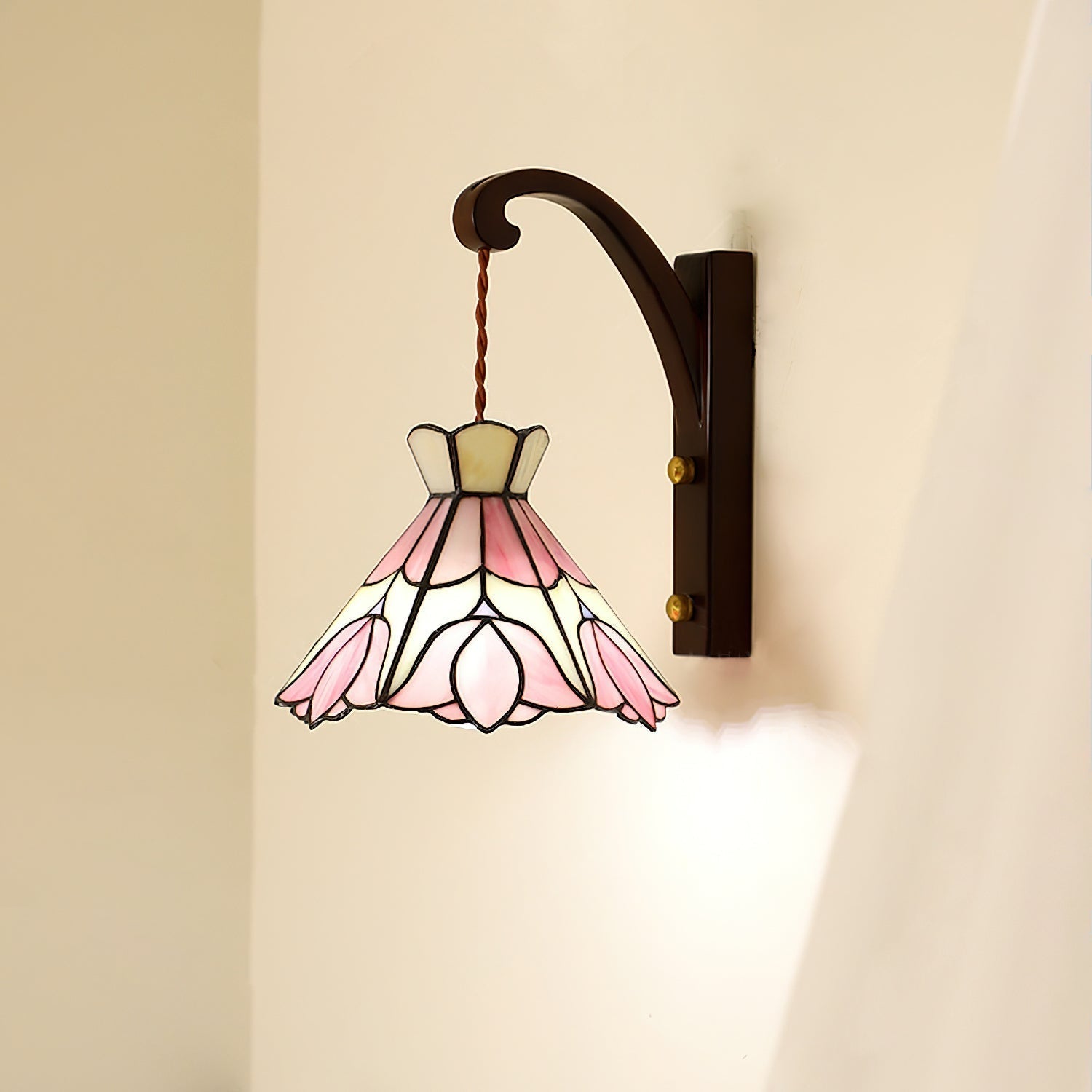 Velvet Applique Murale Vintage Abat-jour Verre Rose