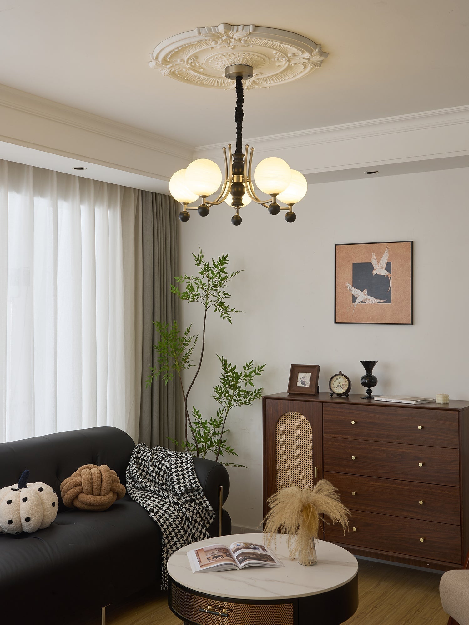 Serenus Lustre Traditionnel Sphérique en Bois