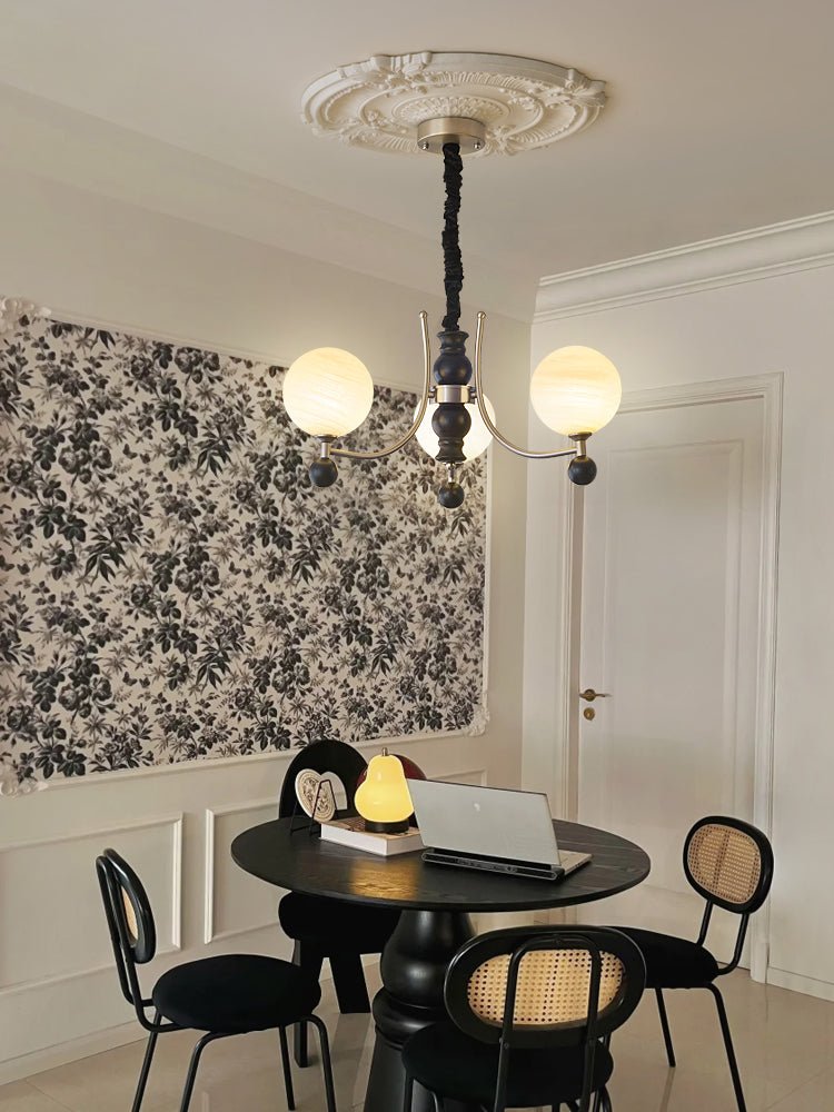 Serenus Lustre Traditionnel Sphérique en Bois